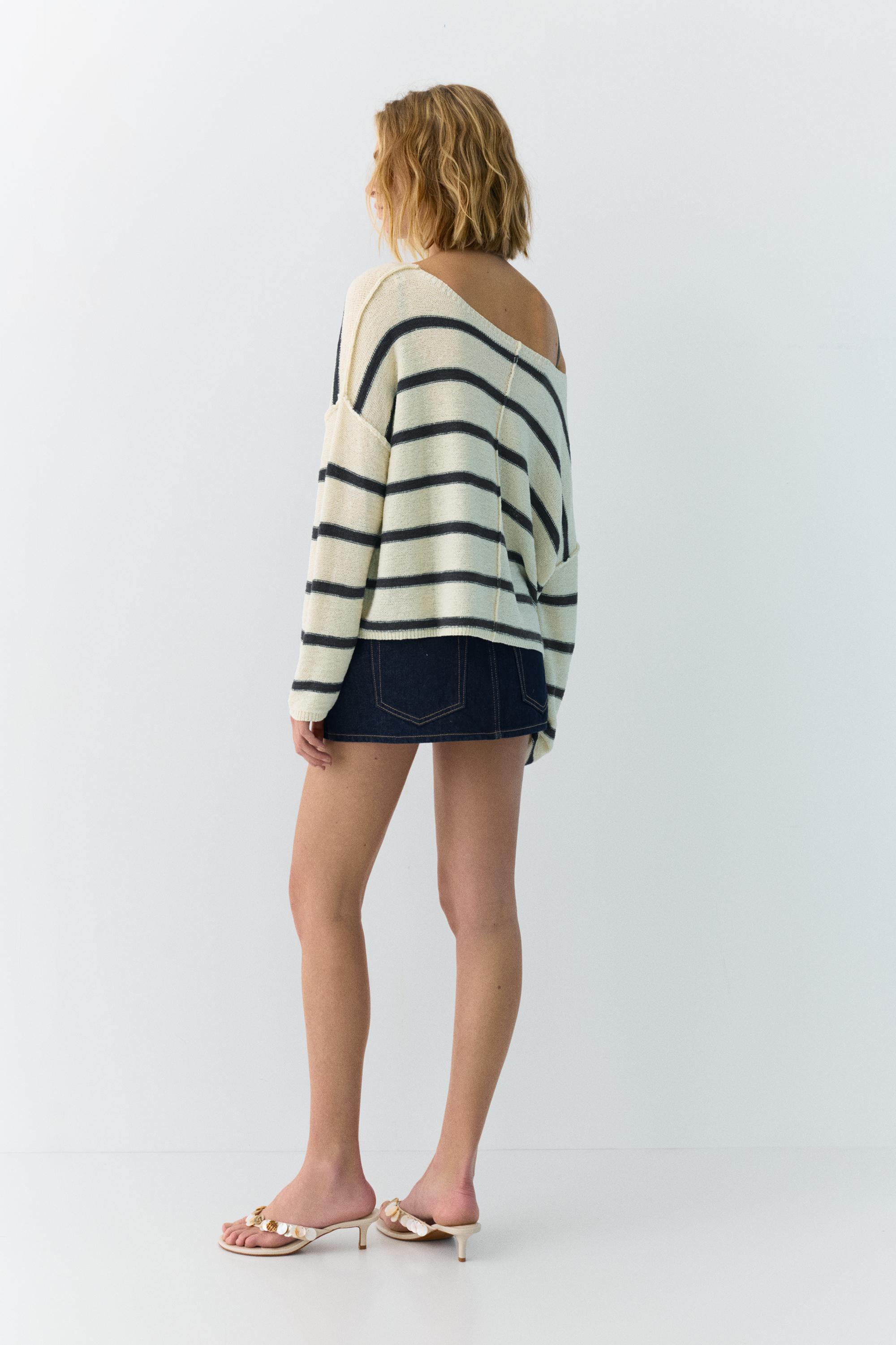 Asimetrik ince örgü kazak - Görsel 28