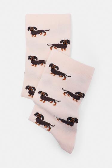 Dachshund graphic socks — Pink 3