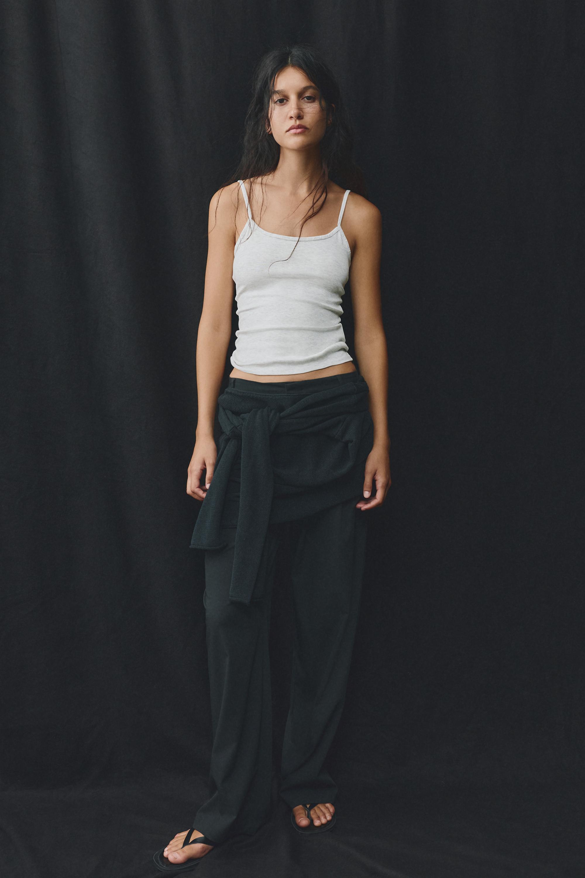 Thin strap top — Grey marl