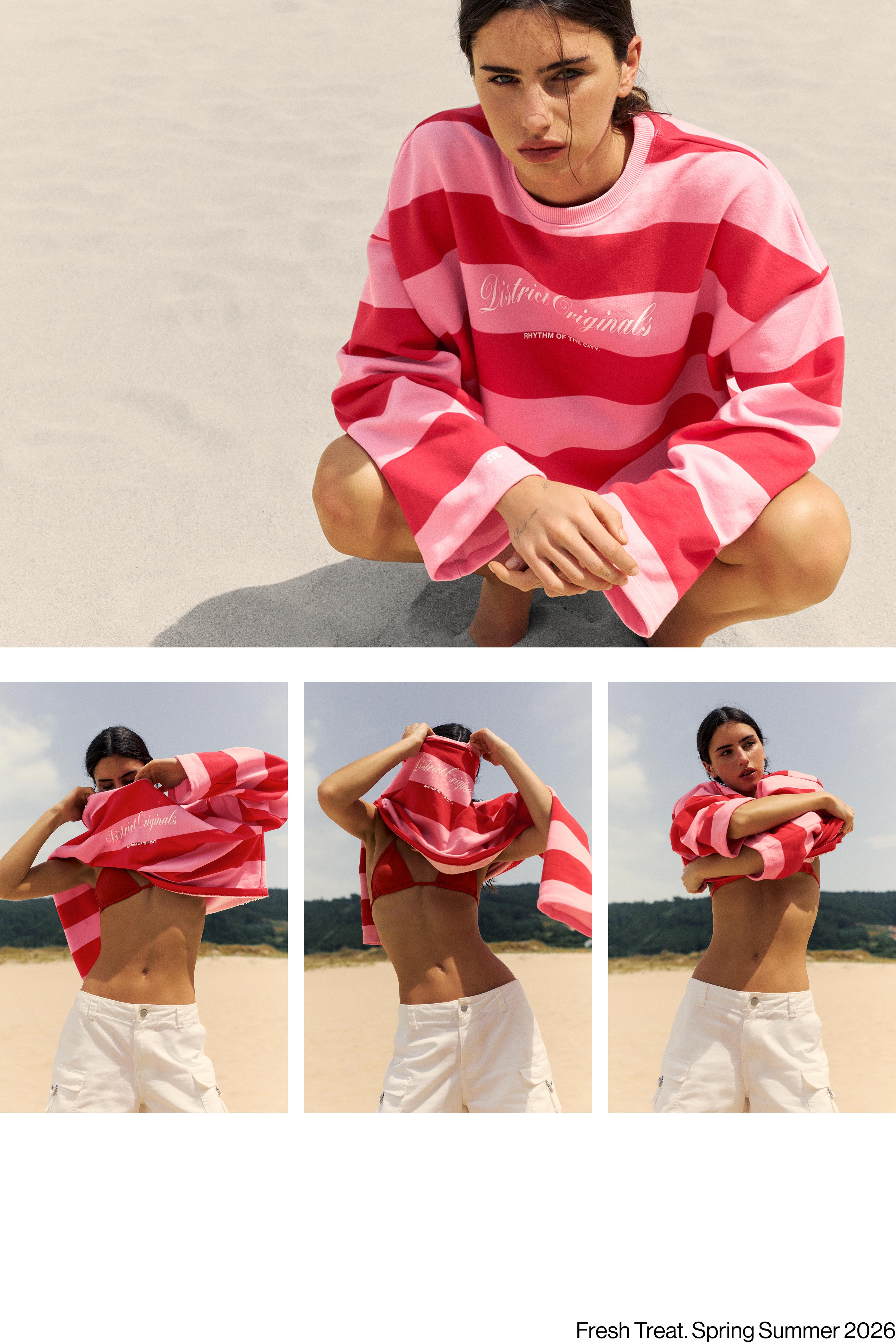 Oversize striped sweatshirt — Red