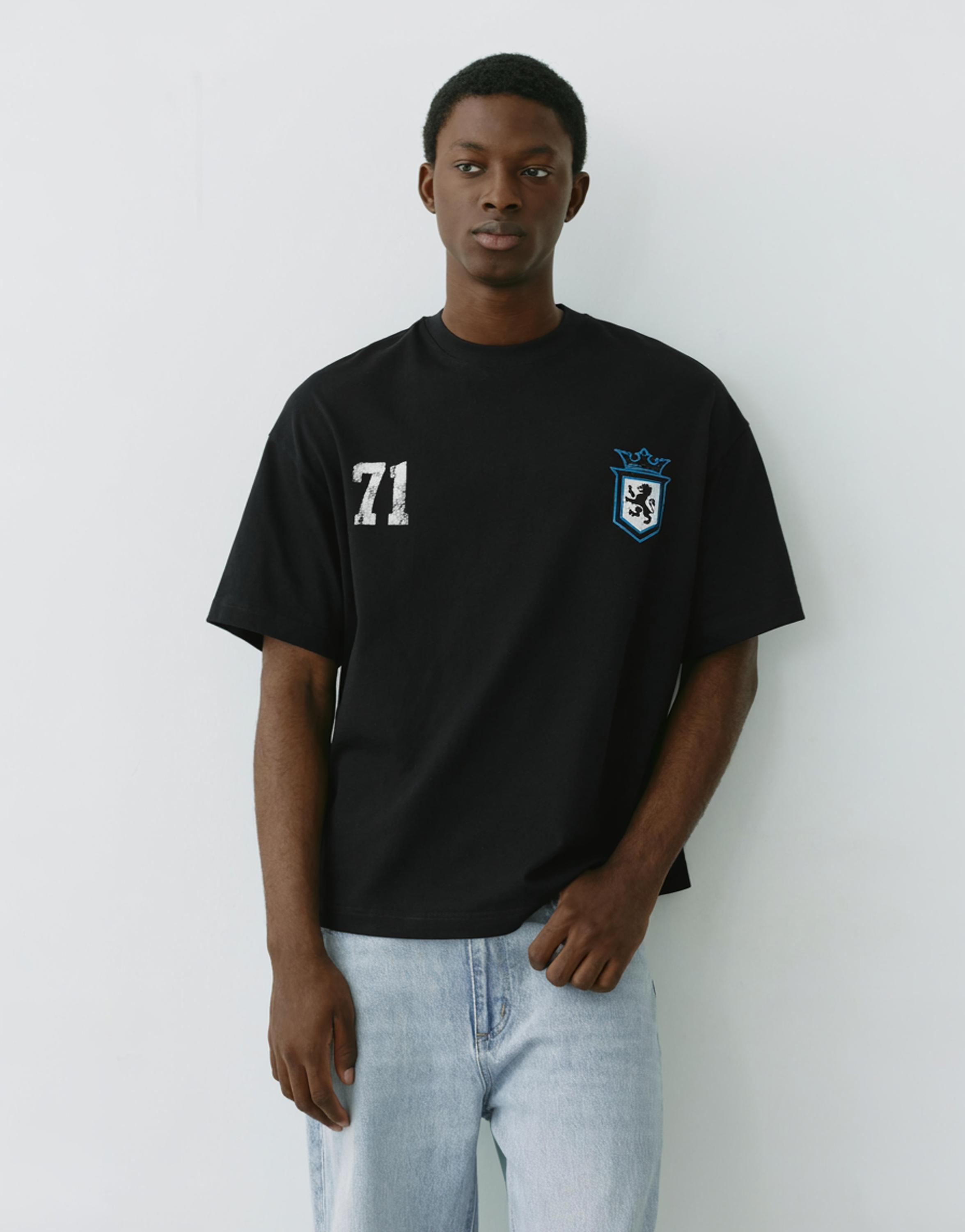 STWD boxy-fit lion graphic T-shirt — Black