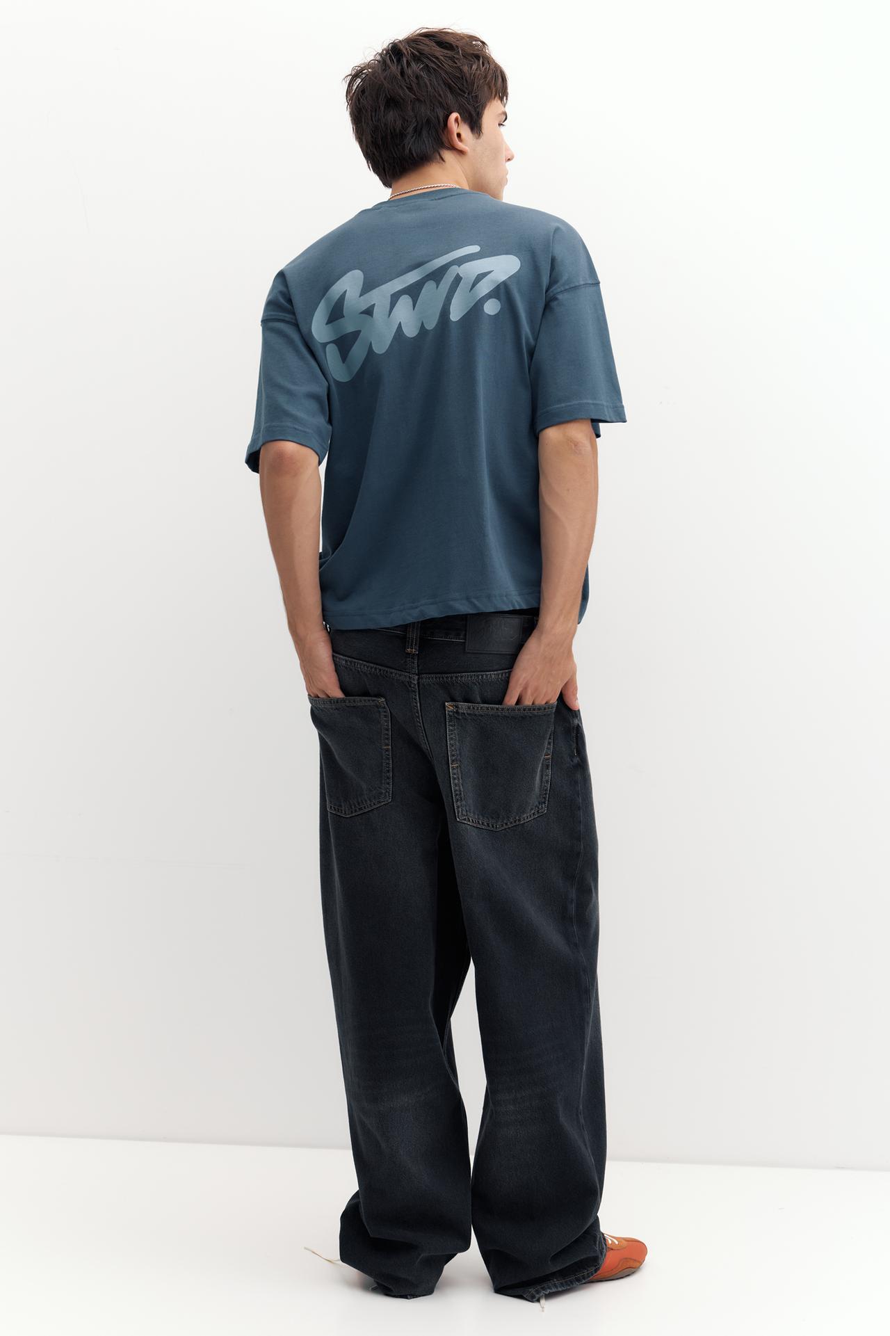 STWD logo boxy T-shirt — Indigo