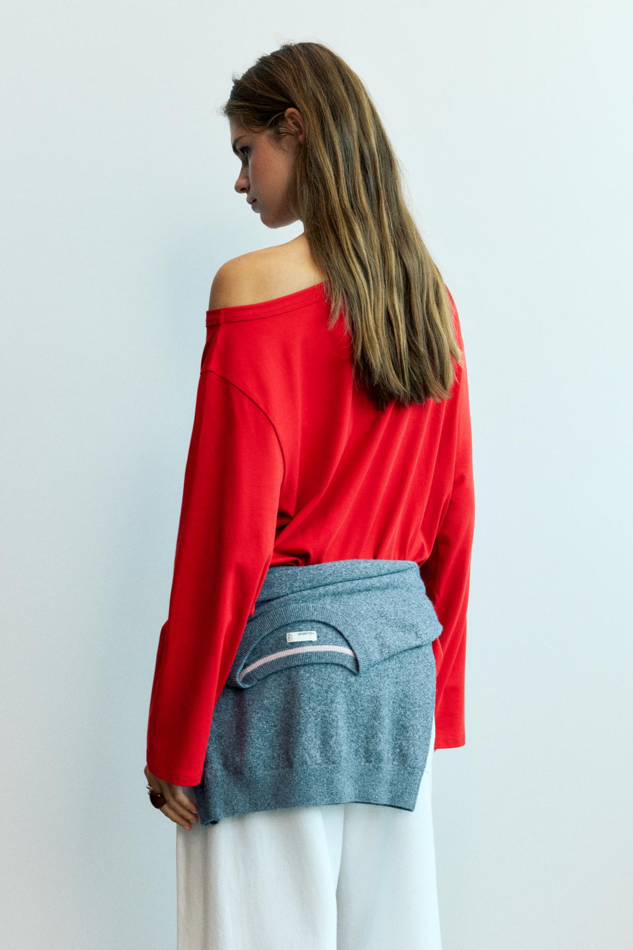 Asymmetric oversize T-shirt — Red
