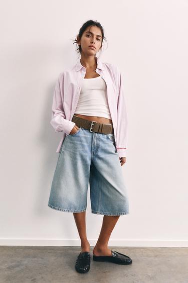 Embroidered striped shirt — Pastel pink 4