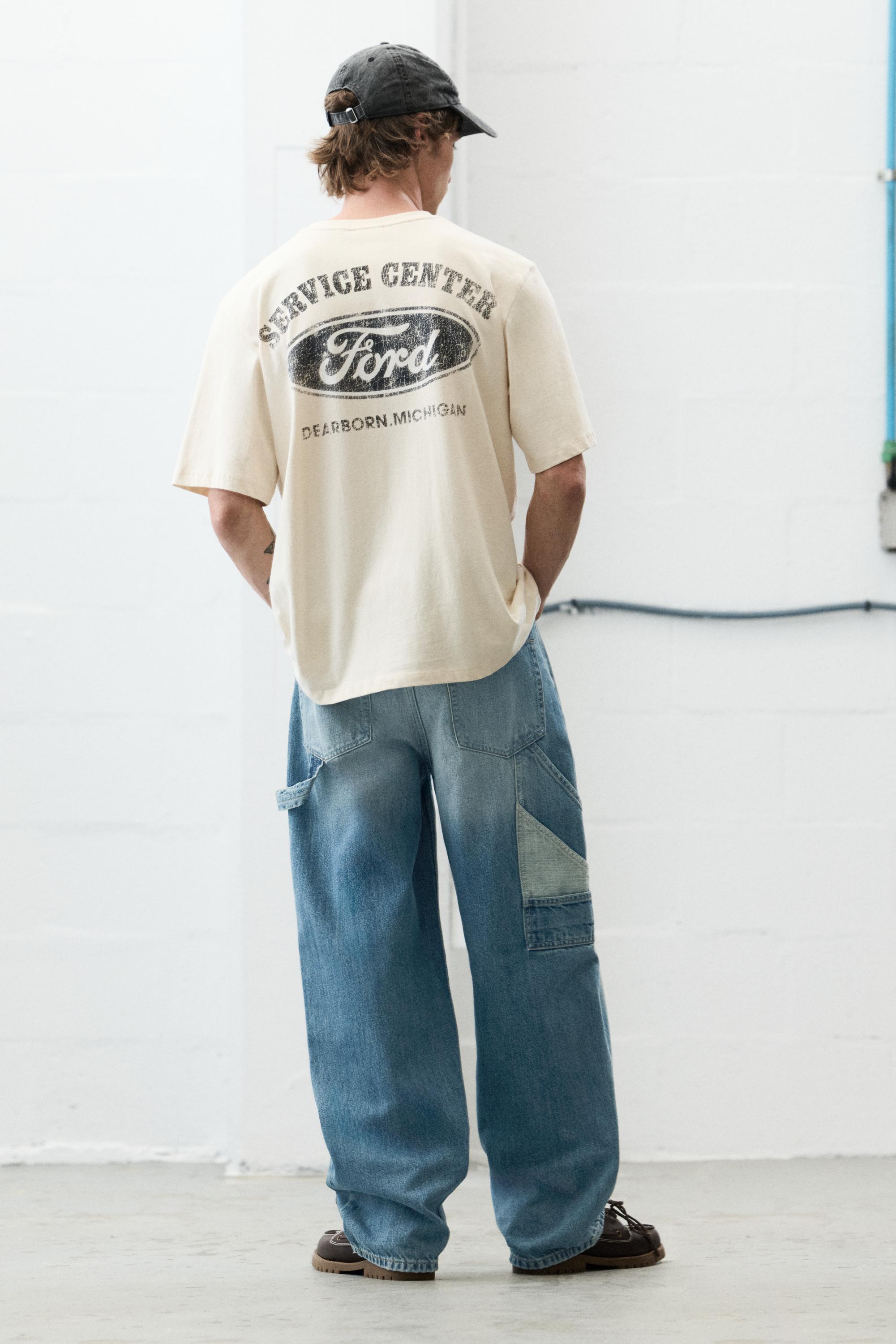 Pull&Bear Panelli baggy relaxed fit jean görsel 8