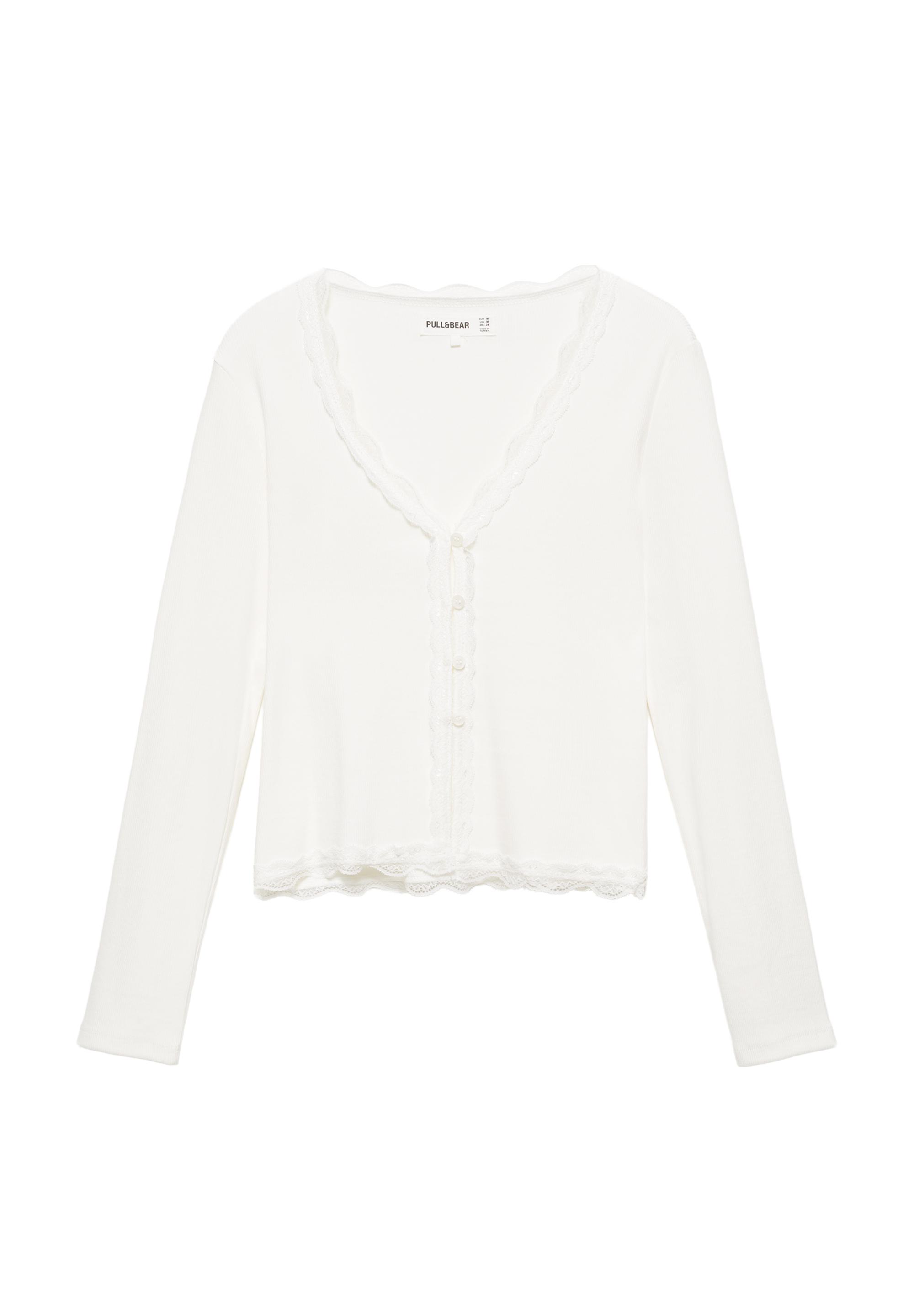 Buttoned lace T-shirt — Ice