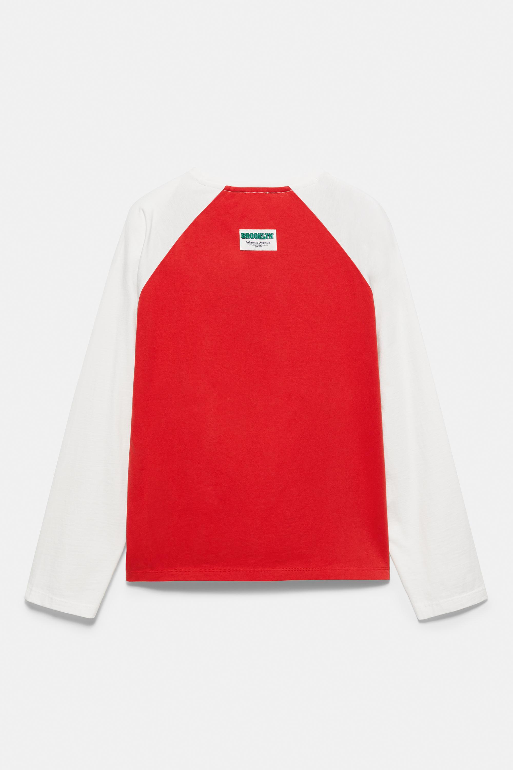 Brooklyn raglan sleeve T-shirt — White/Red