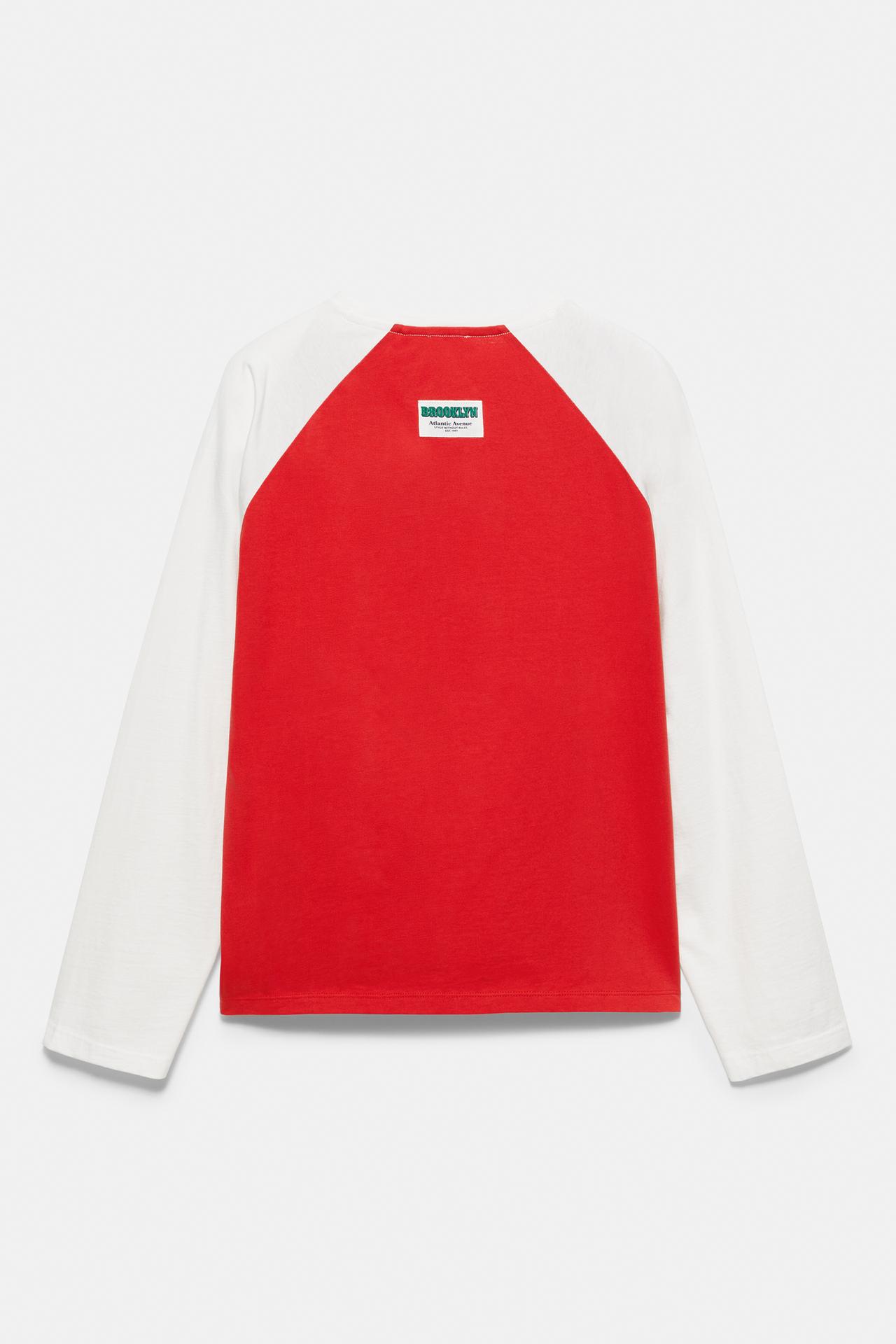 Brooklyn raglan sleeve T-shirt — White/Red