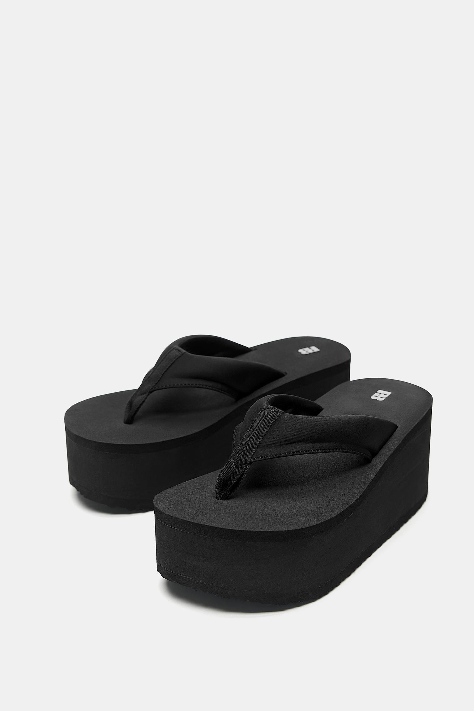 Platform wedge sandals — Black