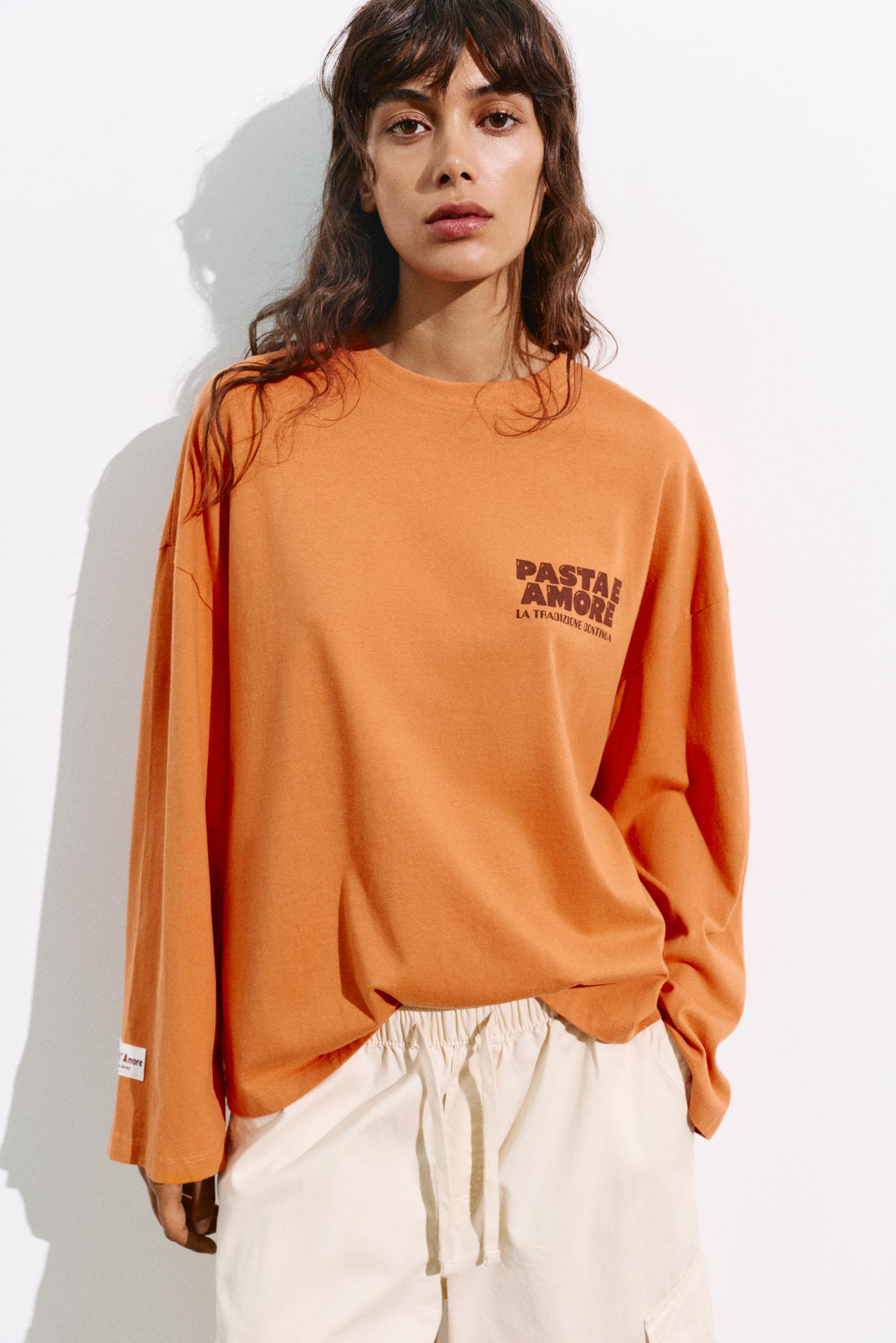 Long sleeve graphic T-shirt — Orange