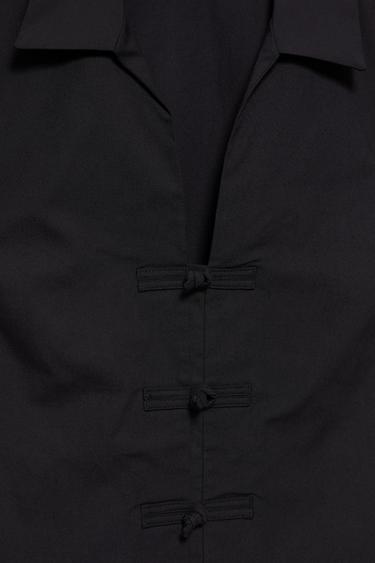 Polka dot frog fastening shirt — Black 8