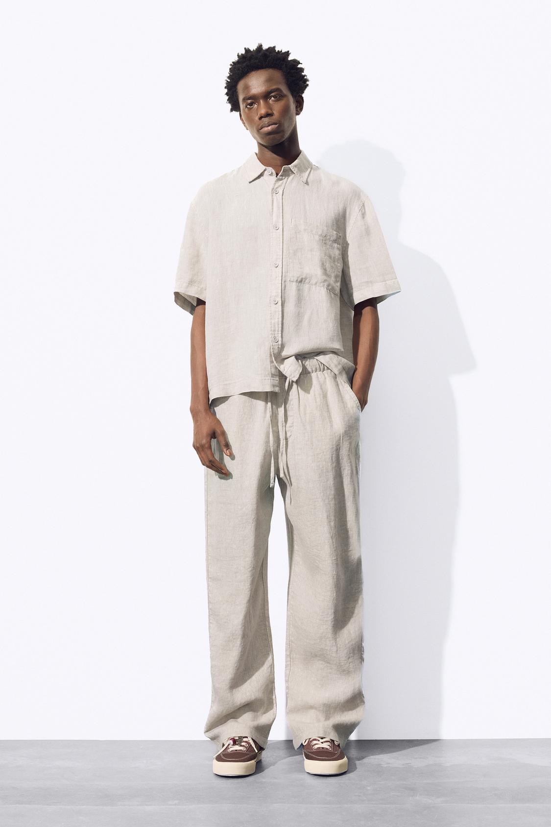 Men's Linen Blend Trousers | Pull&Bear United States