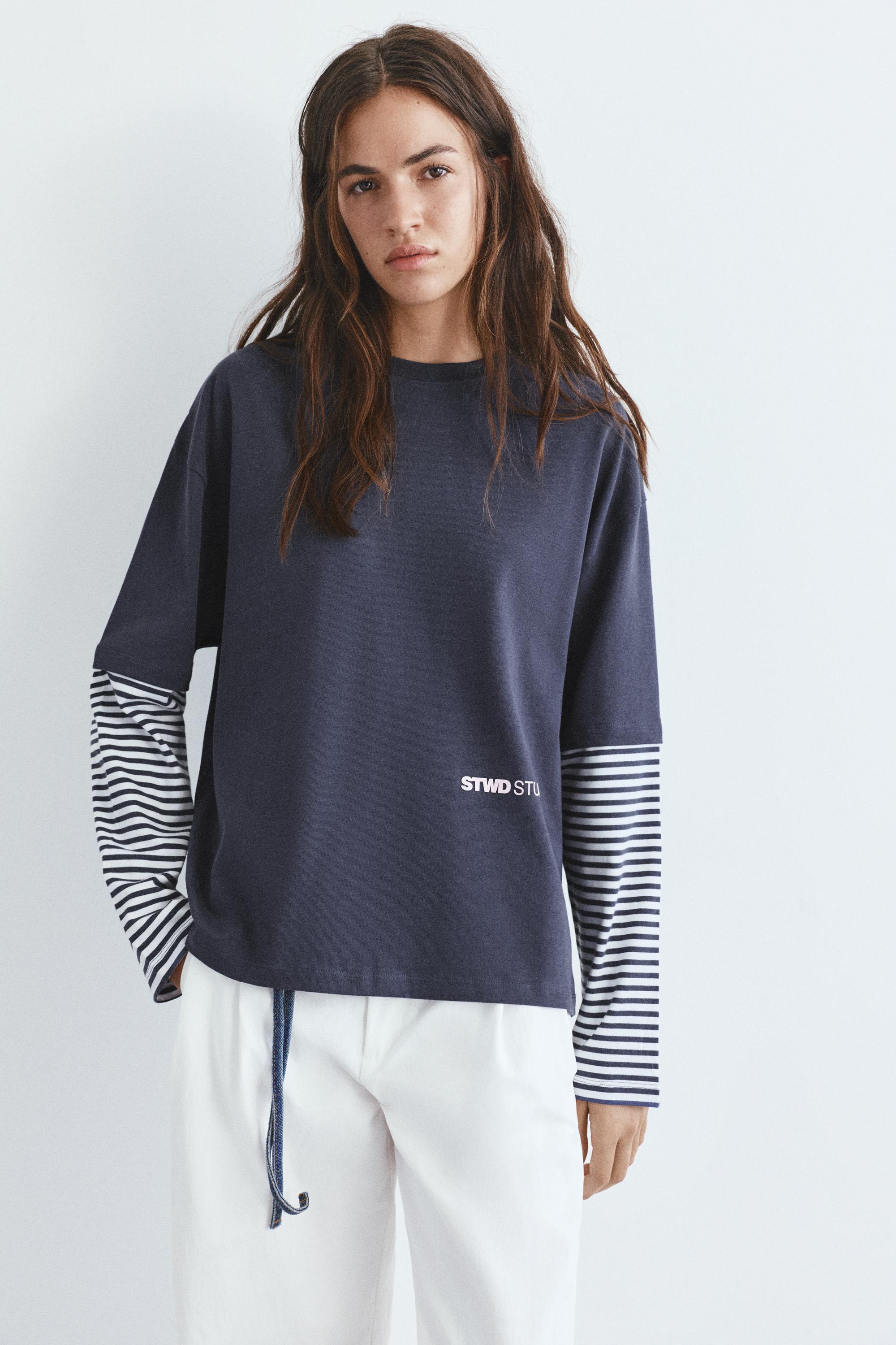 Çift kollu çizgili t-shirt - Görsel 11