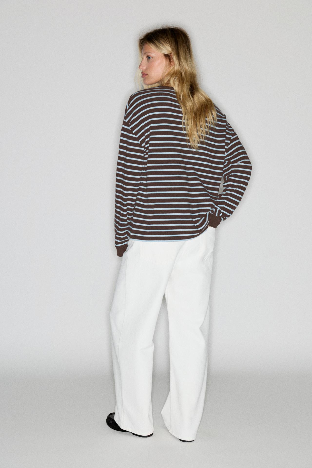 Long sleeve striped T-shirt — Striped