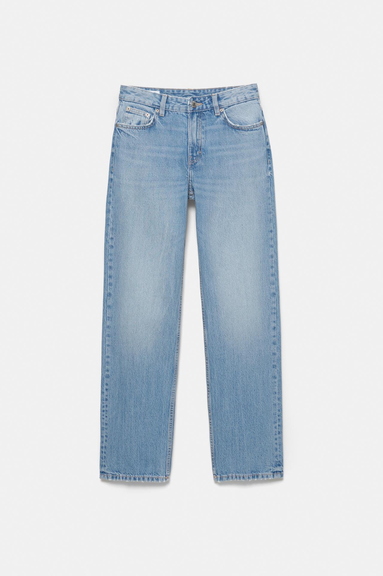 Mid-waist straight-leg jeans — Medium blue