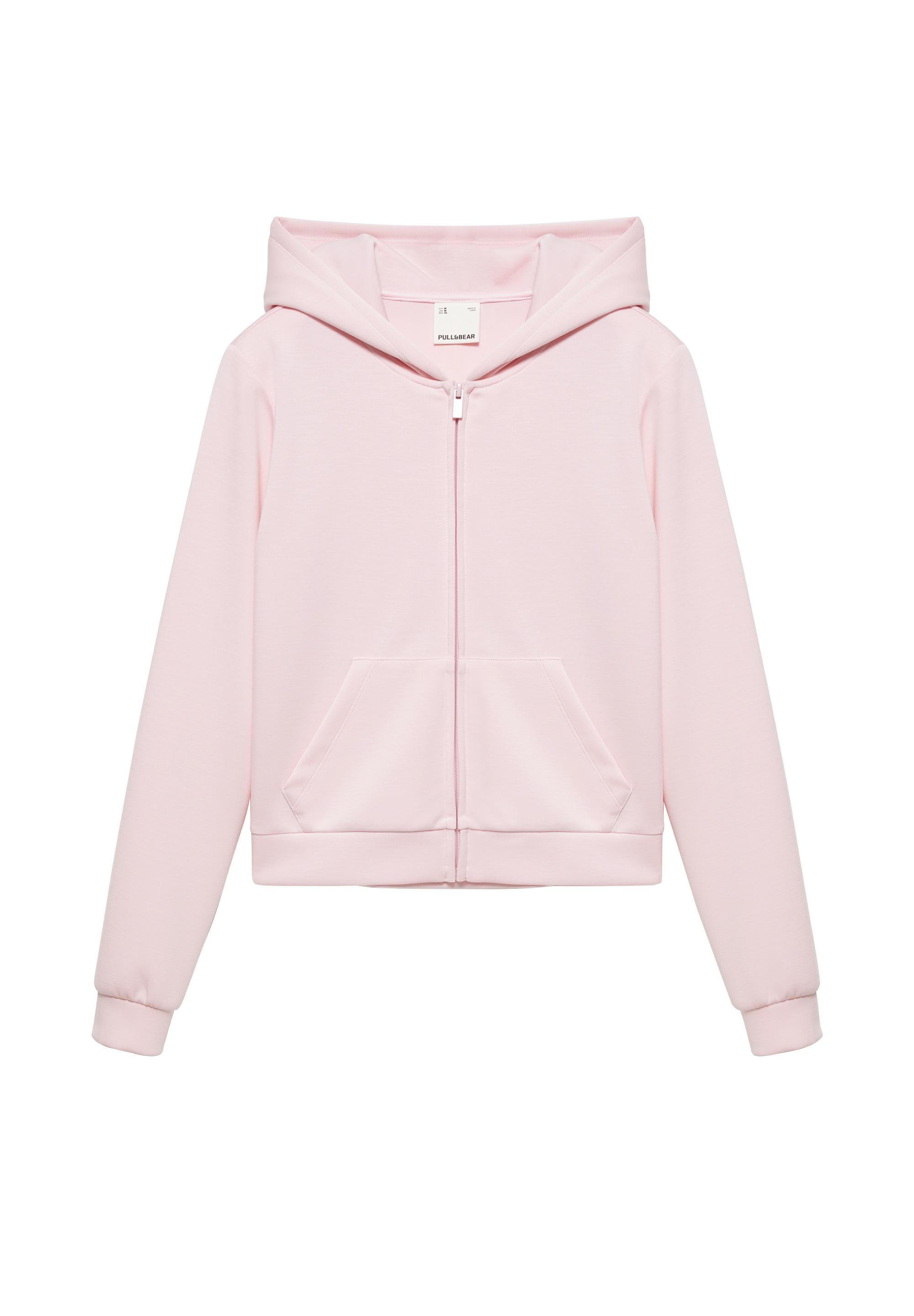 Zip-up hooded sweatshirt — Pastel pink