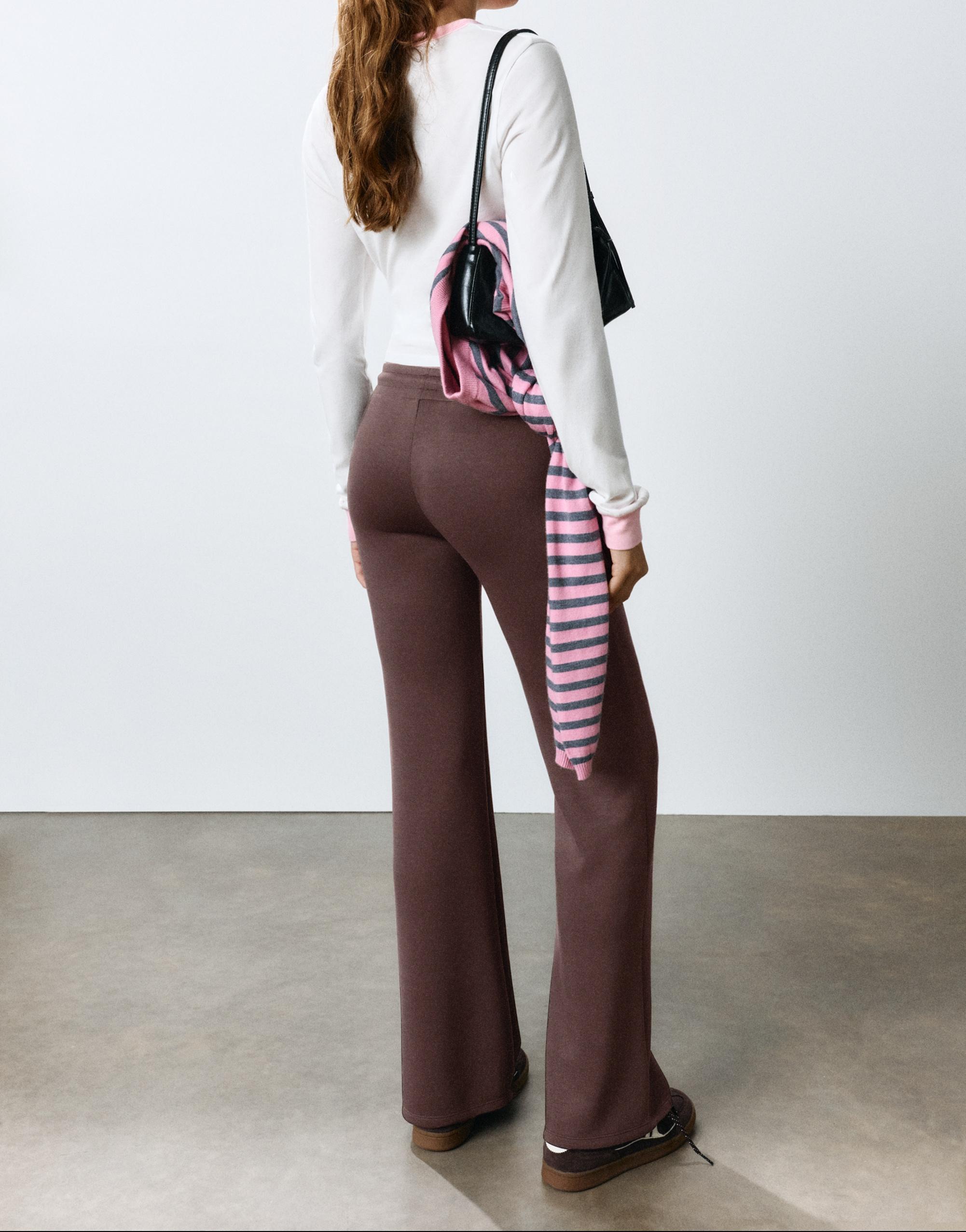 Modal flared trousers — Brown