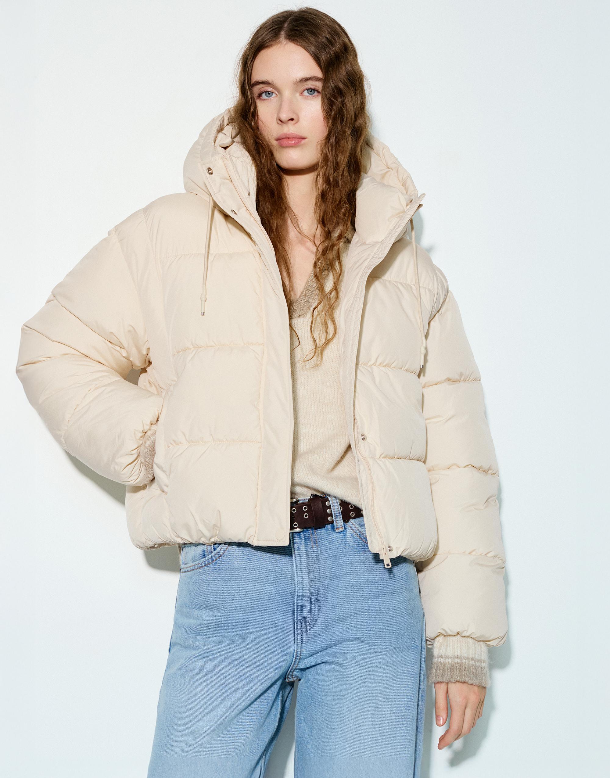 Hooded Padded Jacket — Ecru
