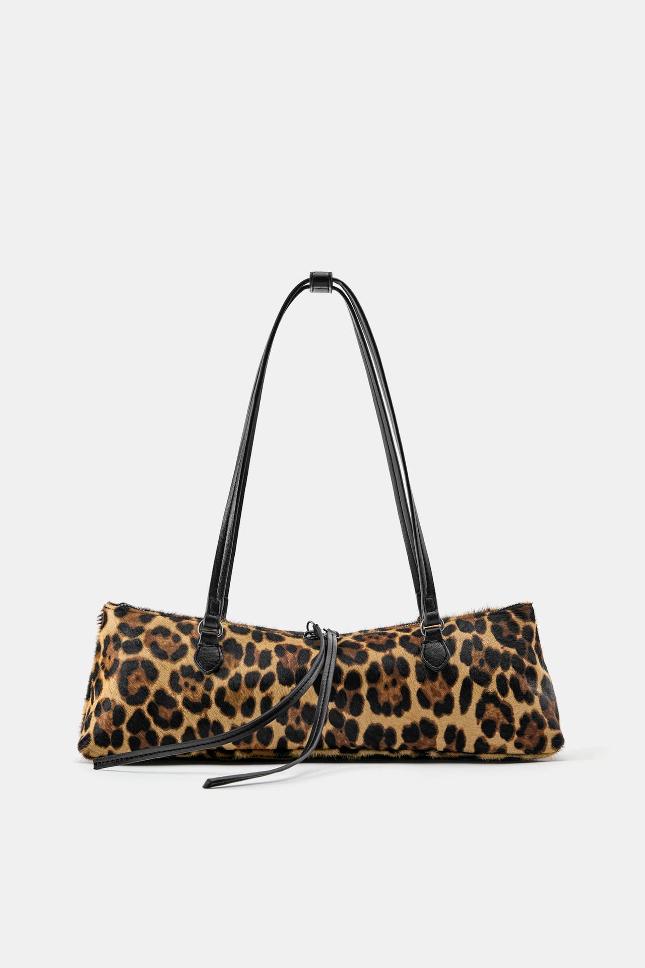 Animal print leather shoulder bag — Leopard