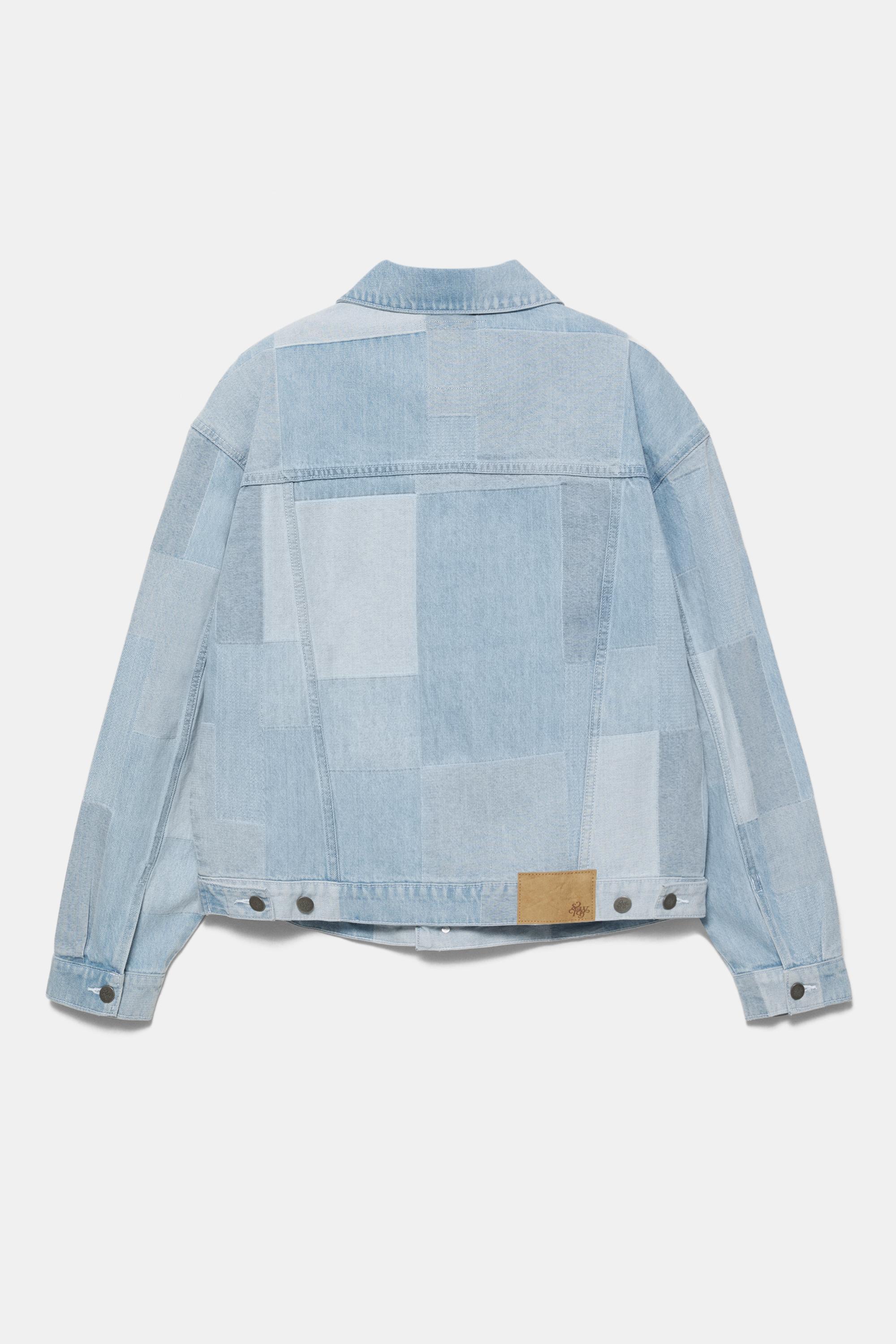 Patchwork kareli denim ceket