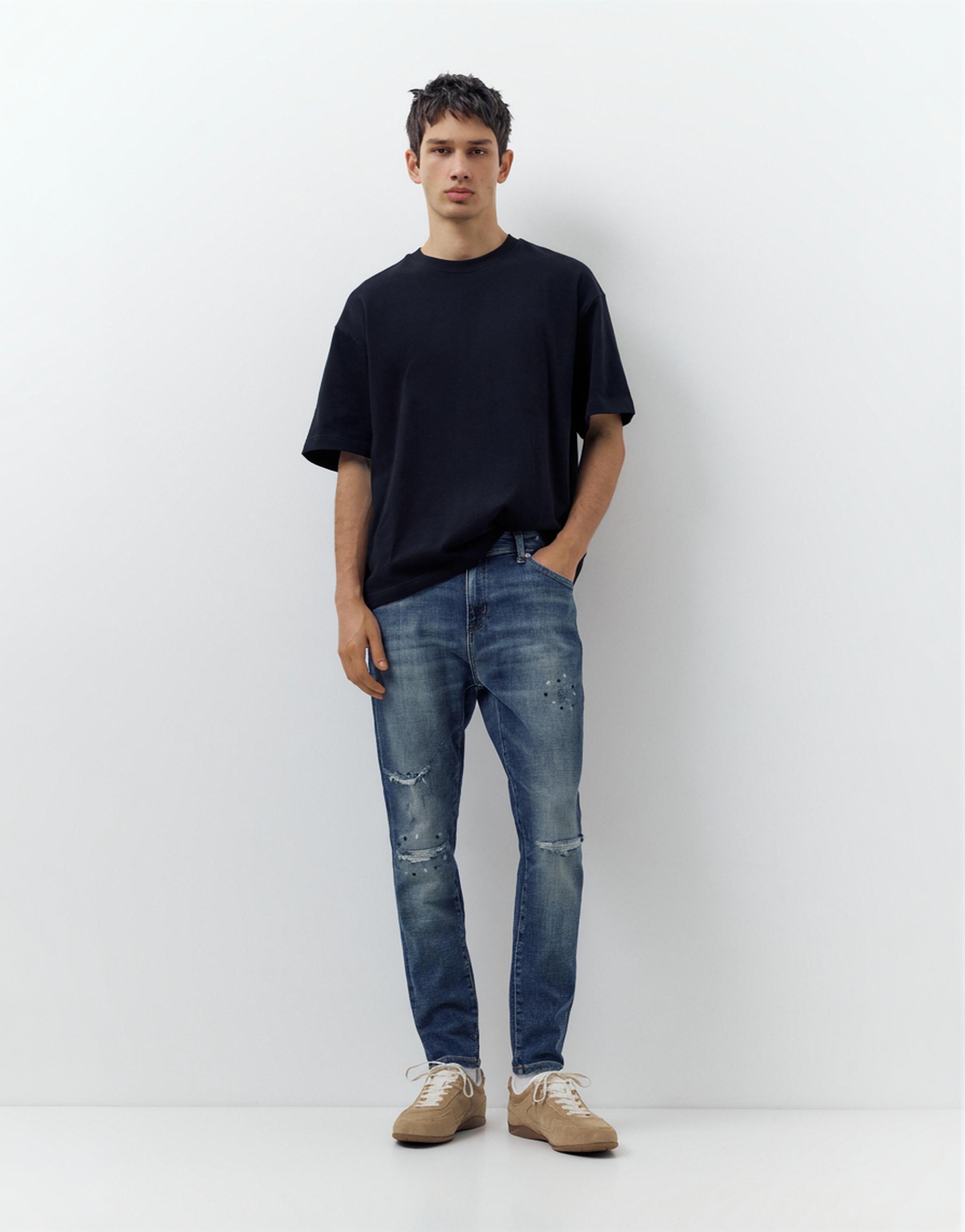 Ripped skinny jeans — Medium blue