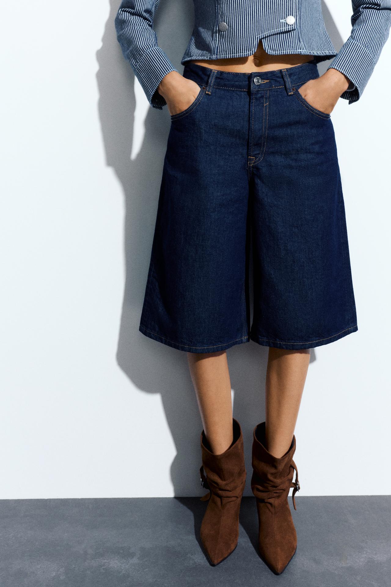 Low-rise denim jorts — Navy