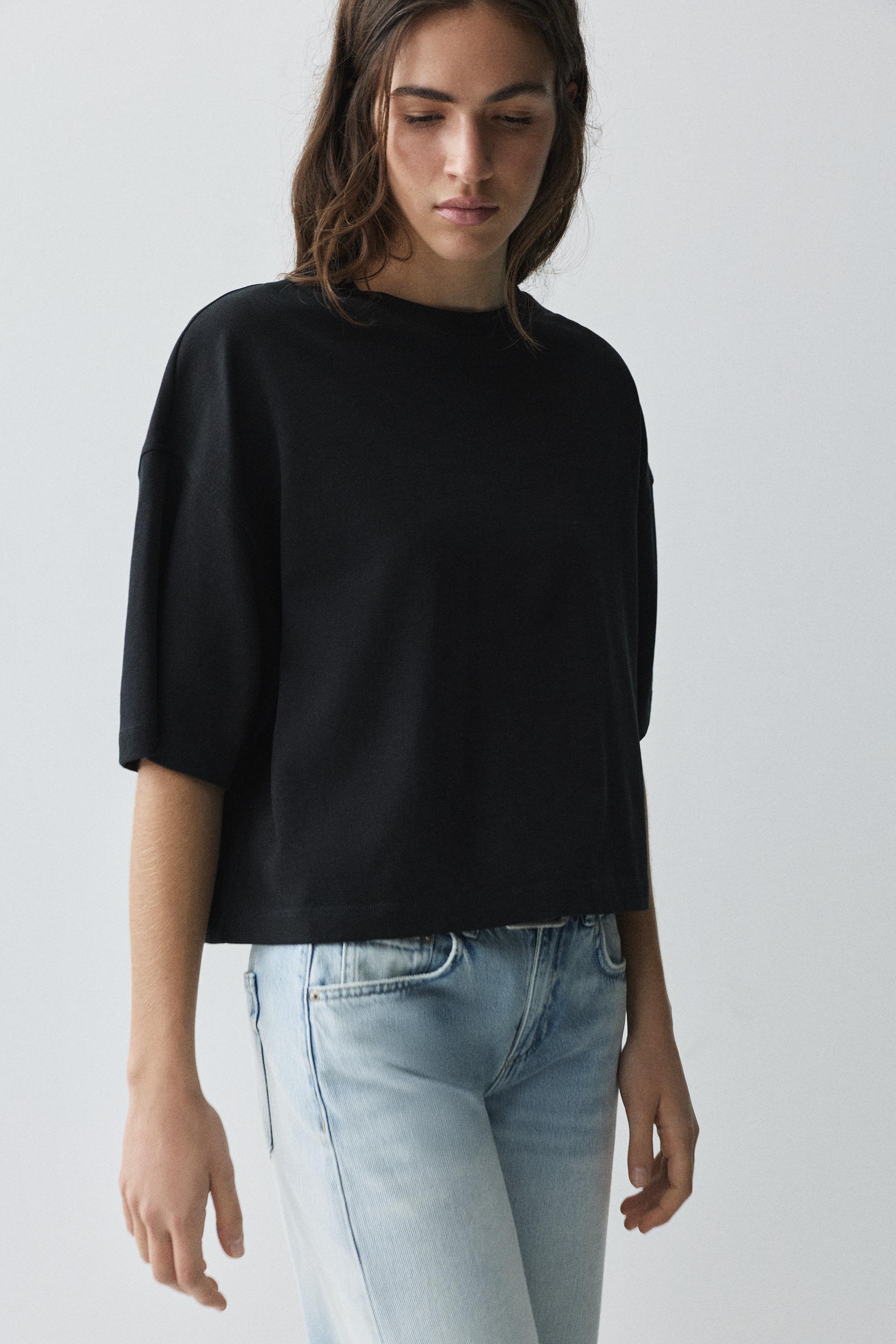 Boxy fit short sleeve T-shirt — Black