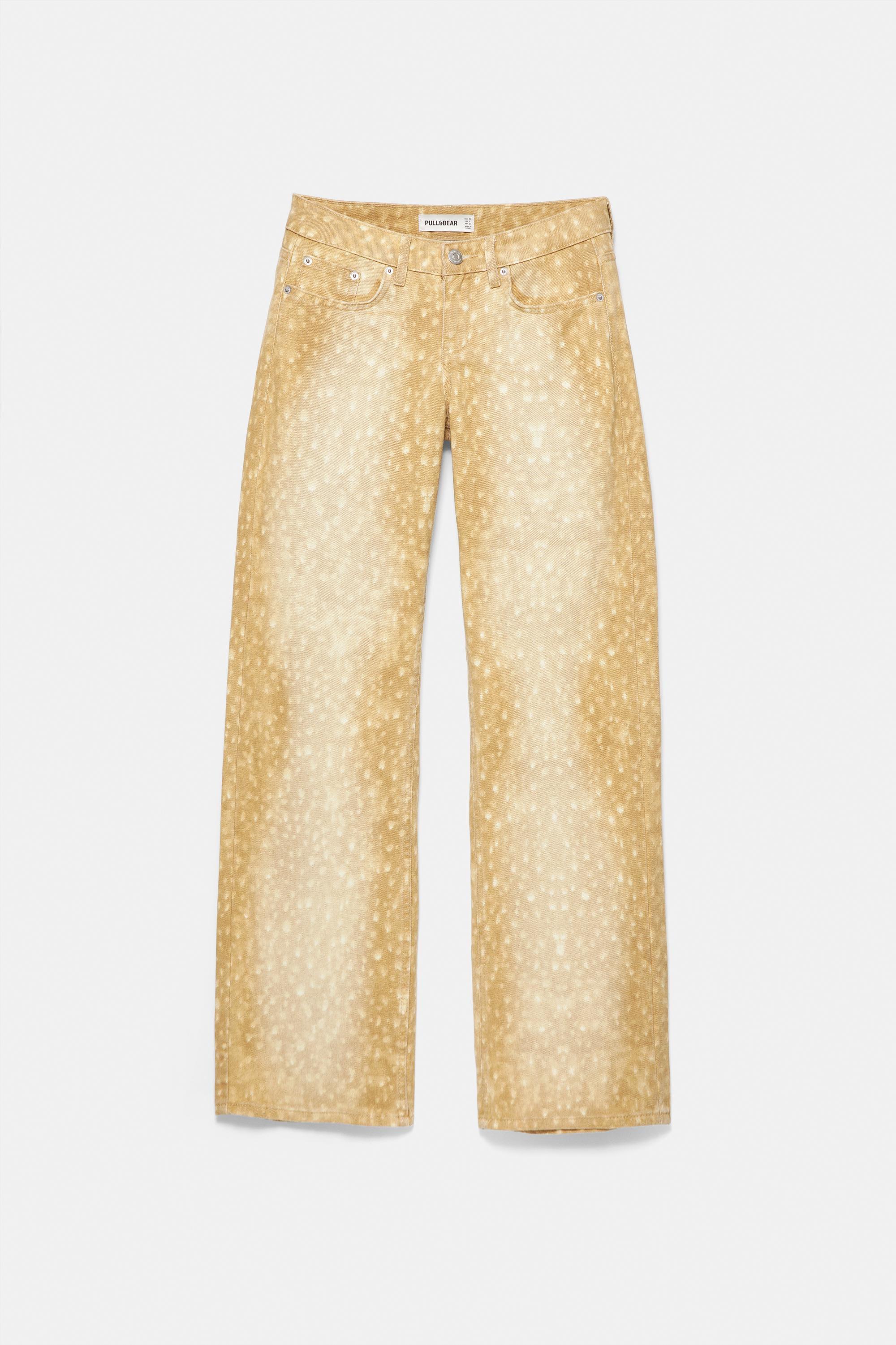 Pull&Bear Desenli düşük bel straight fit jean