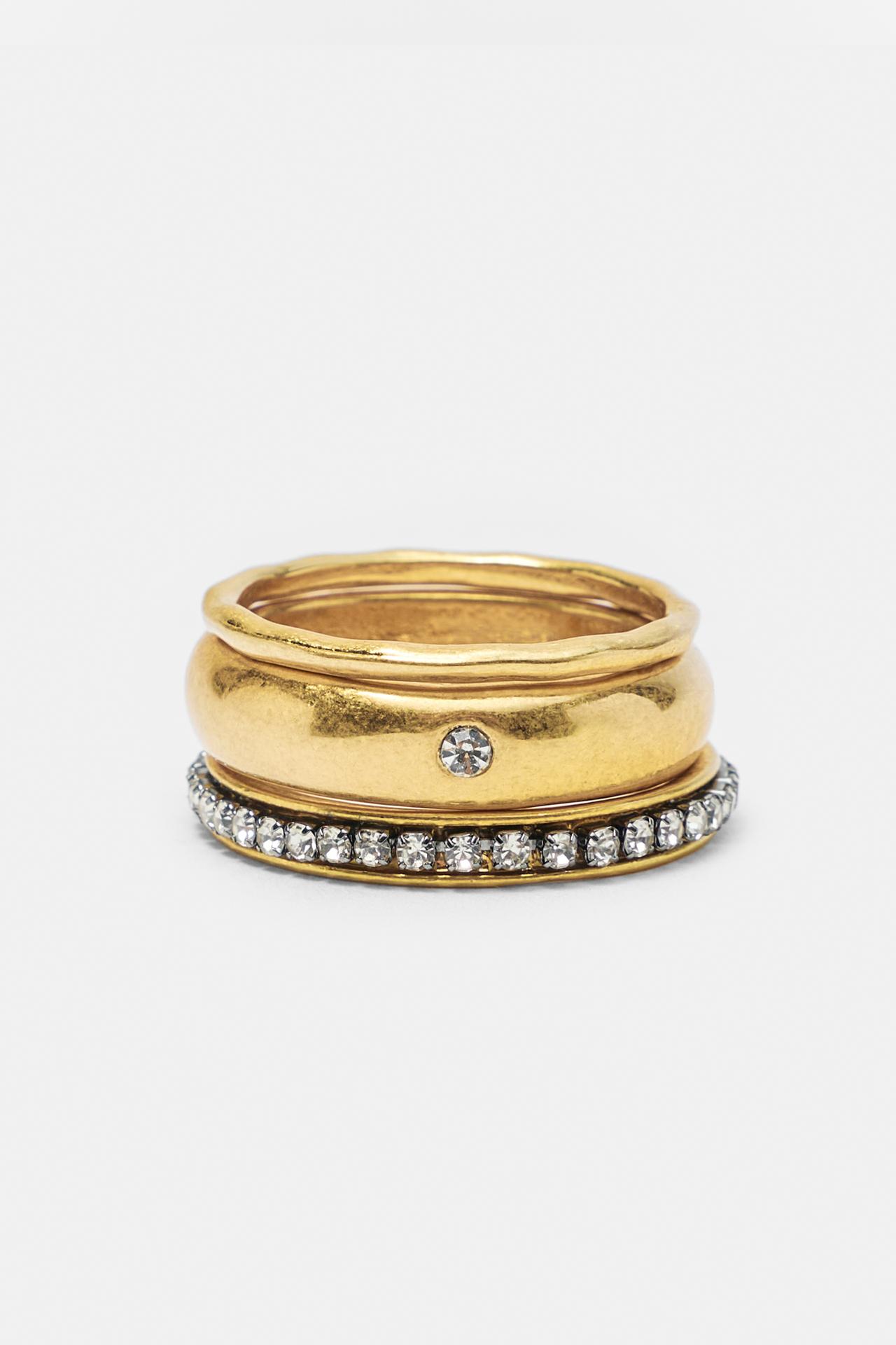 Pack of 5 shimmery rings — Gold