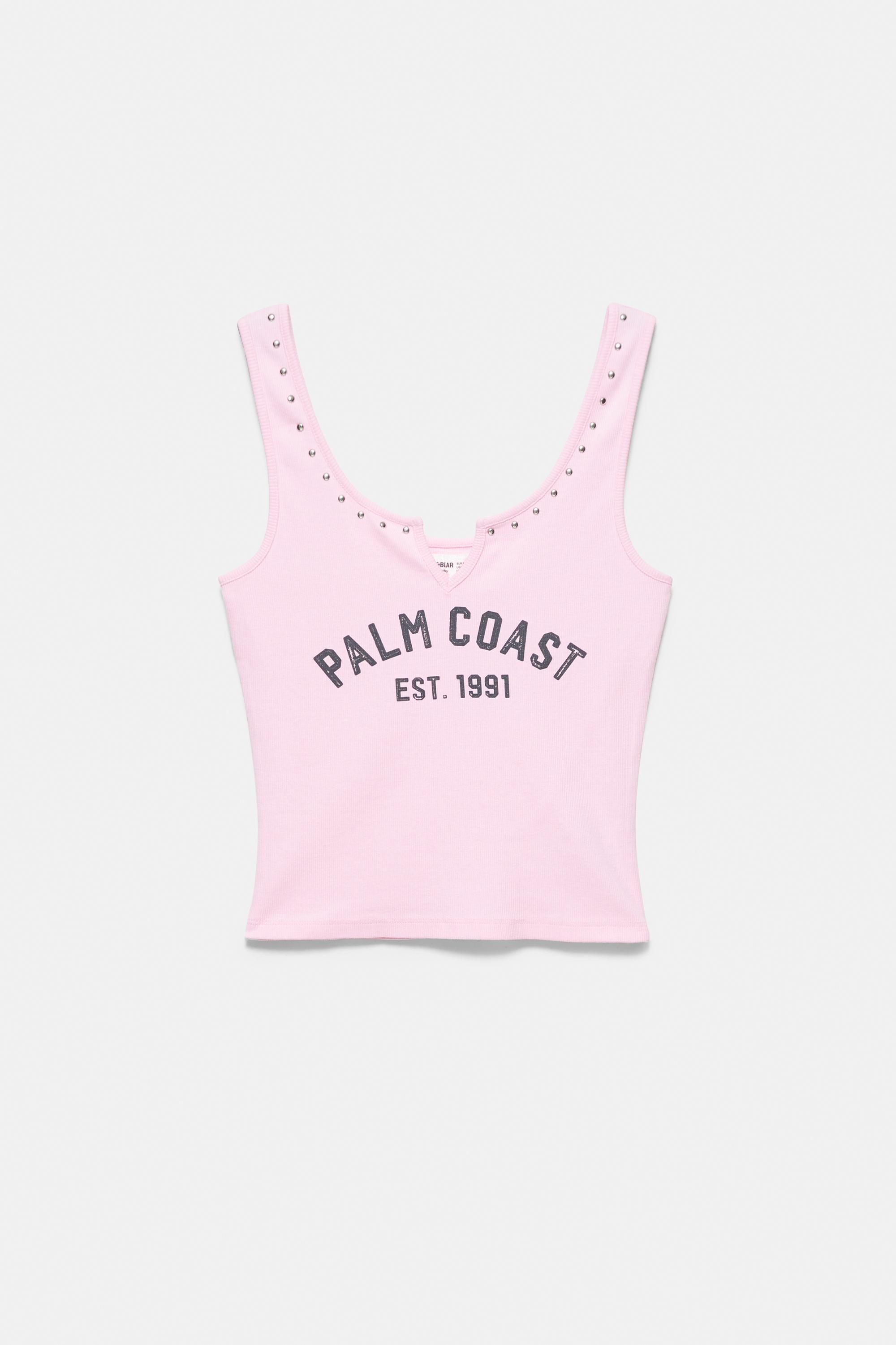 Pink studded tank top — Pink