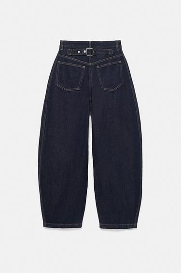 Balloon jeans with belt loop — Navy 7
