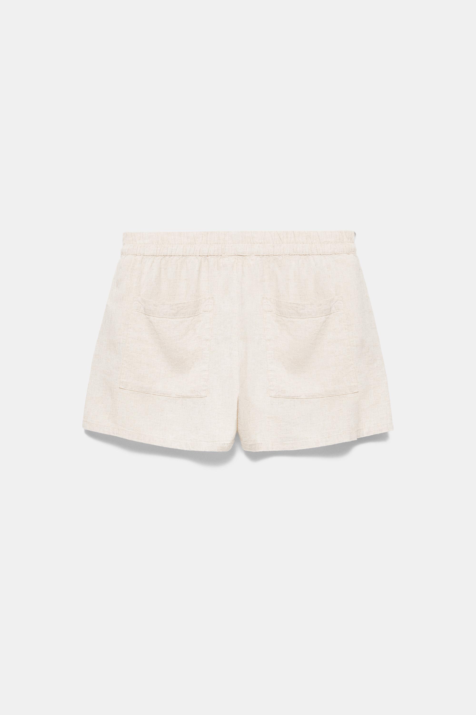 Linen blend shorts — Beige
