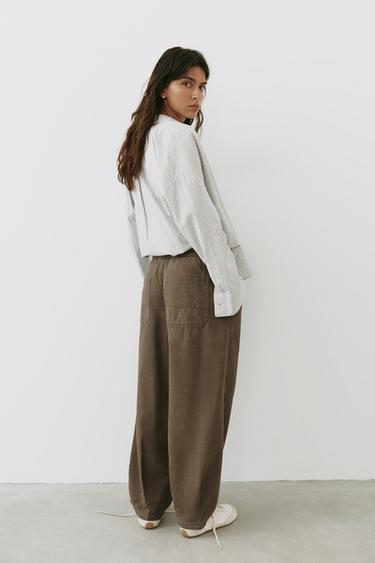 Barrel-leg trousers — Brown 4