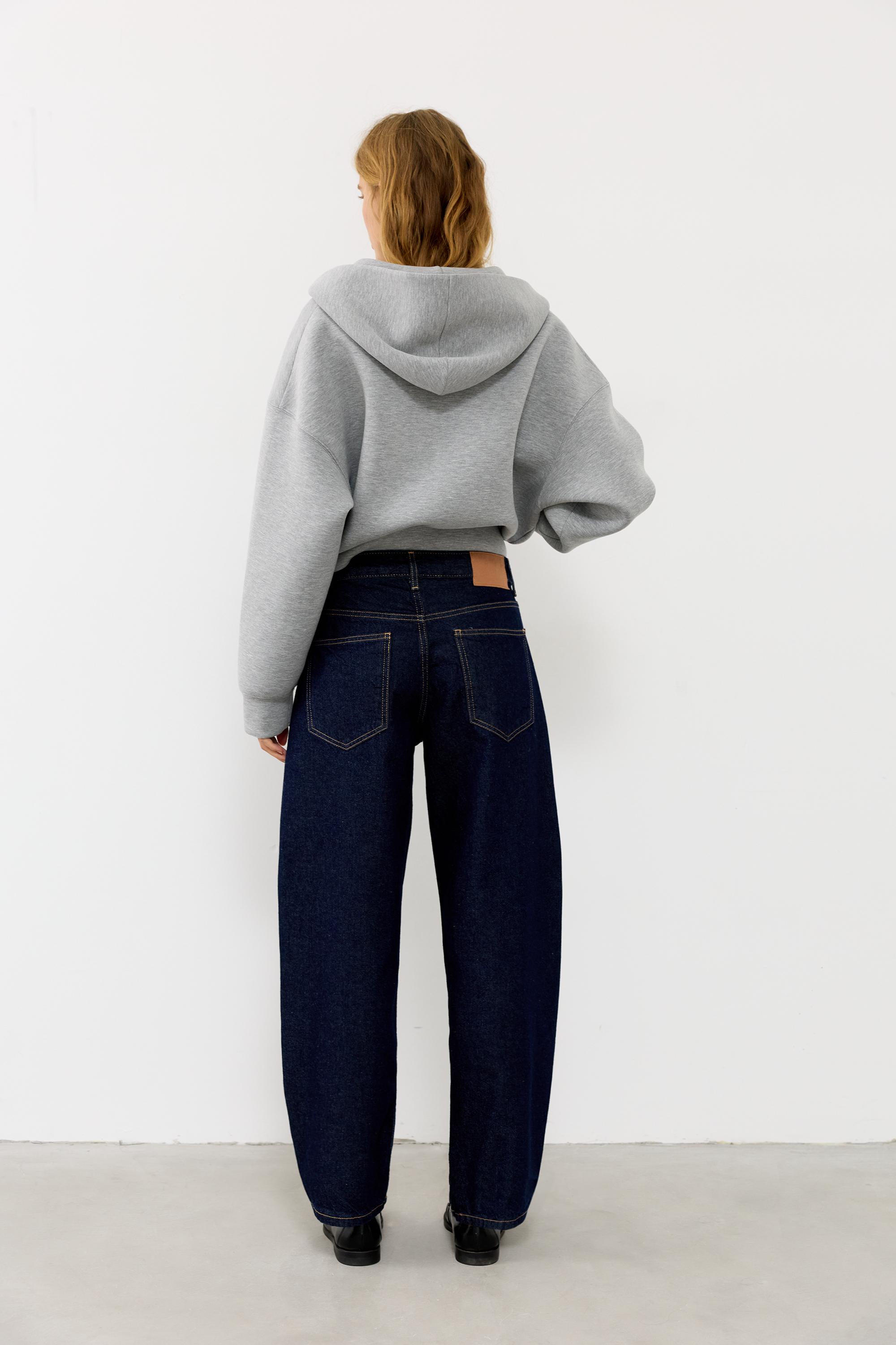 Low-rise barrel jeans — Navy
