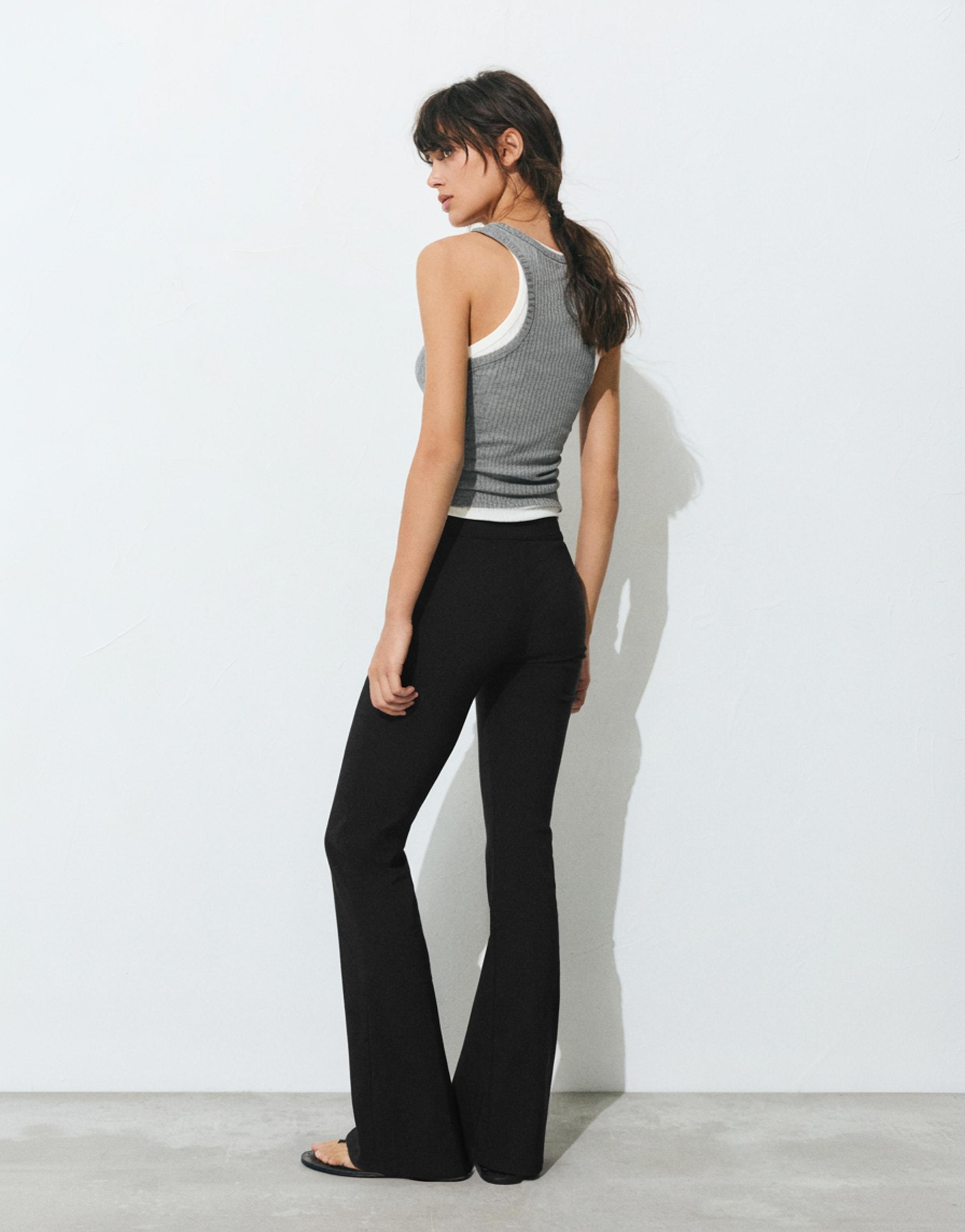 Mid-waist bootcut trousers — Black