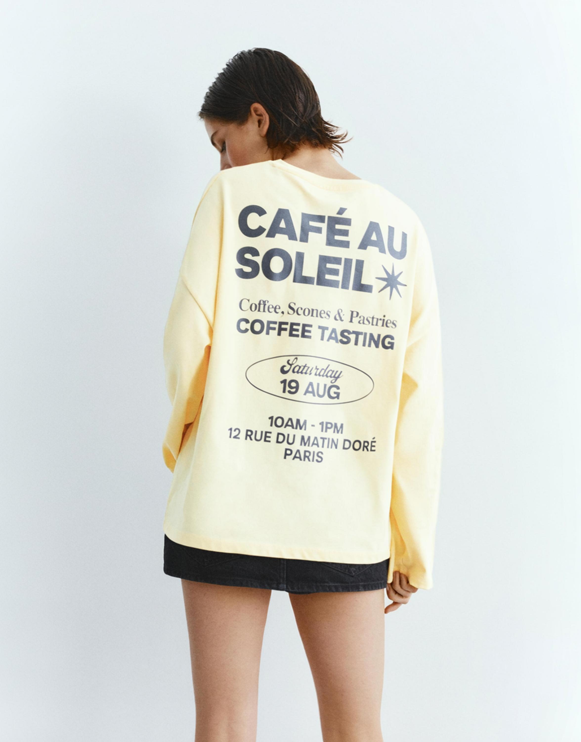 Long sleeve slogan T-shirt — Yellow