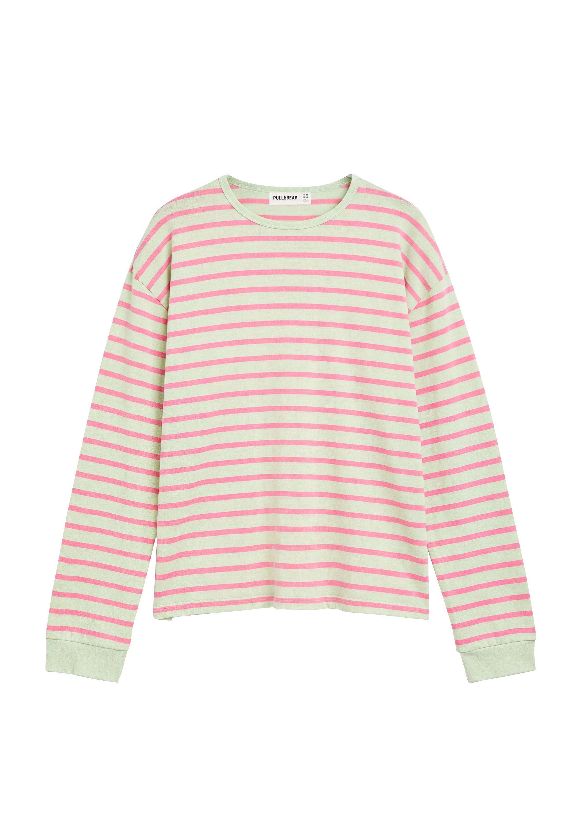 Oversize long sleeve striped T-shirt — Lime