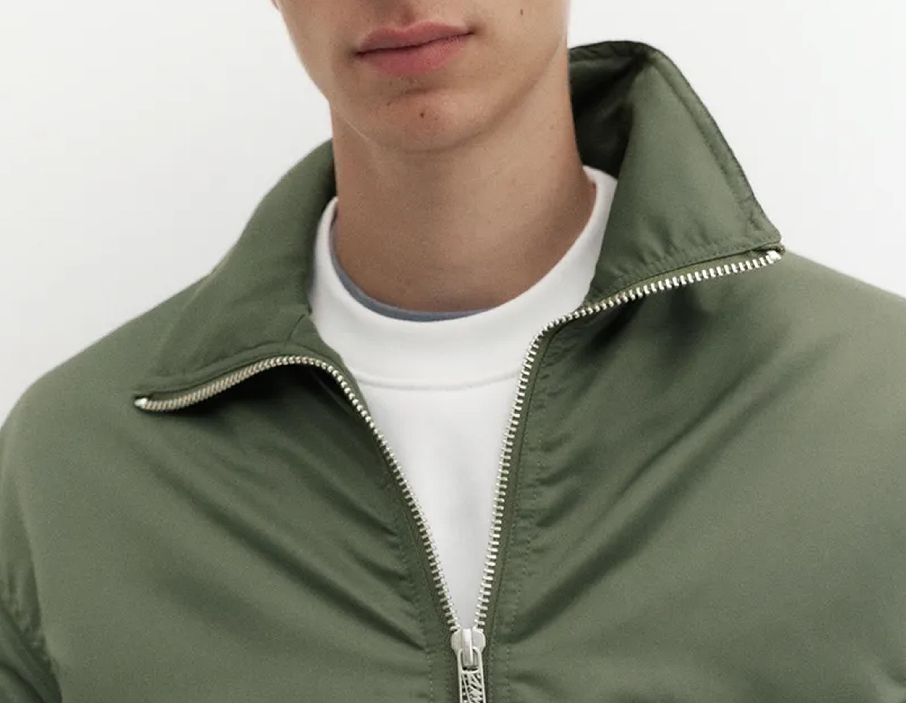 Shirt collar bomber jacket — Medium green