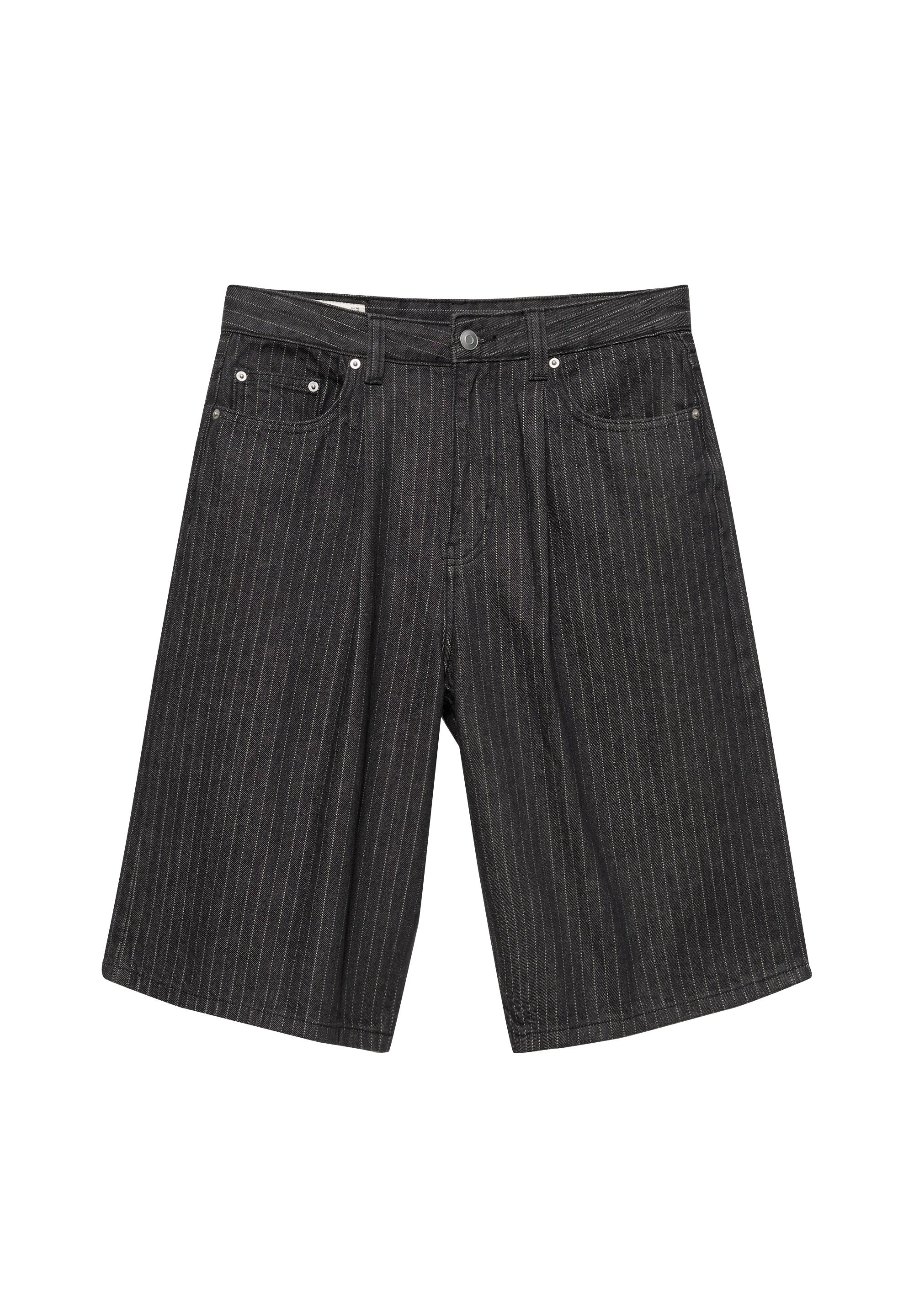 Pinstripe skater denim Bermuda shorts — Black
