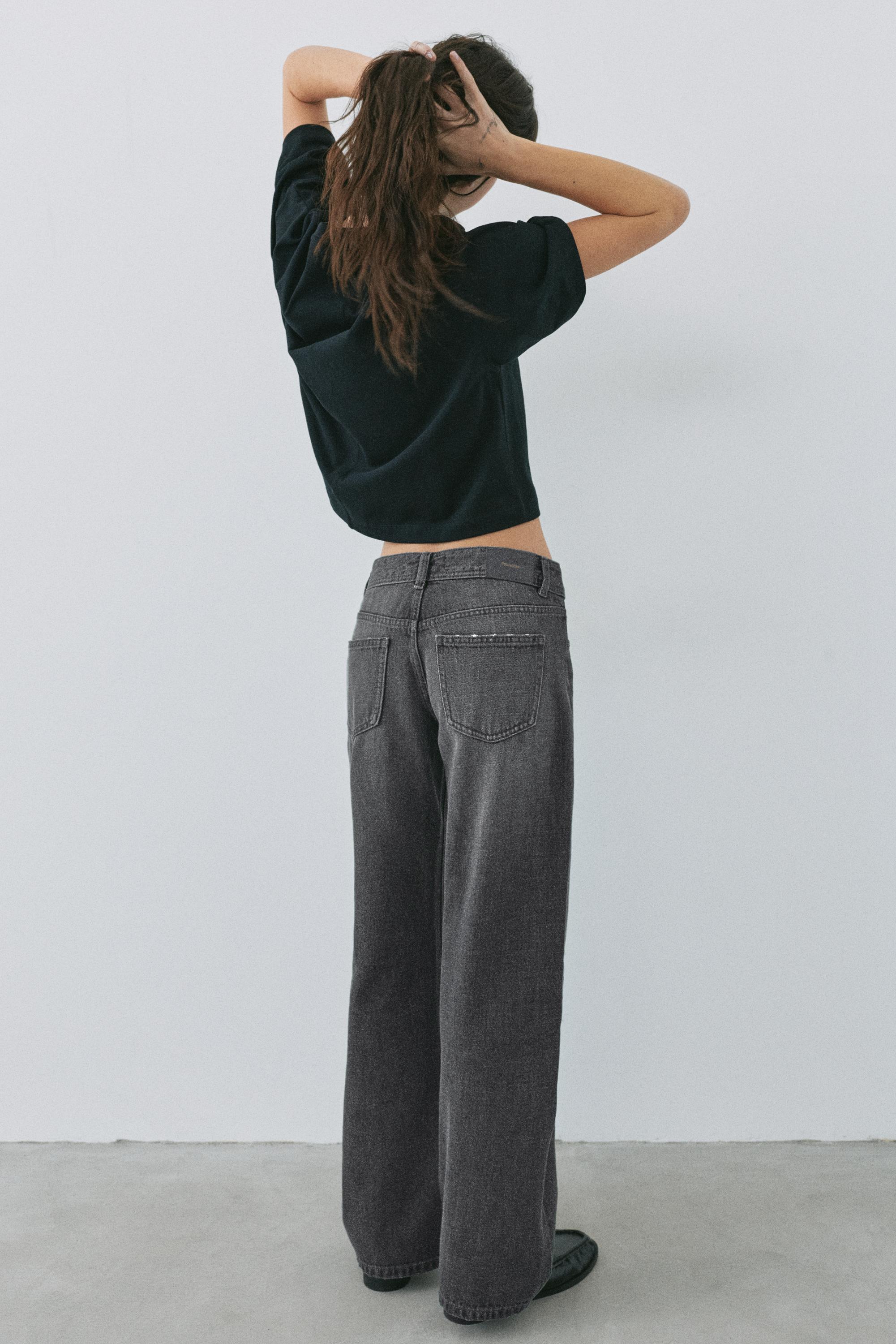 Low-rise straight-leg jeans — Grey