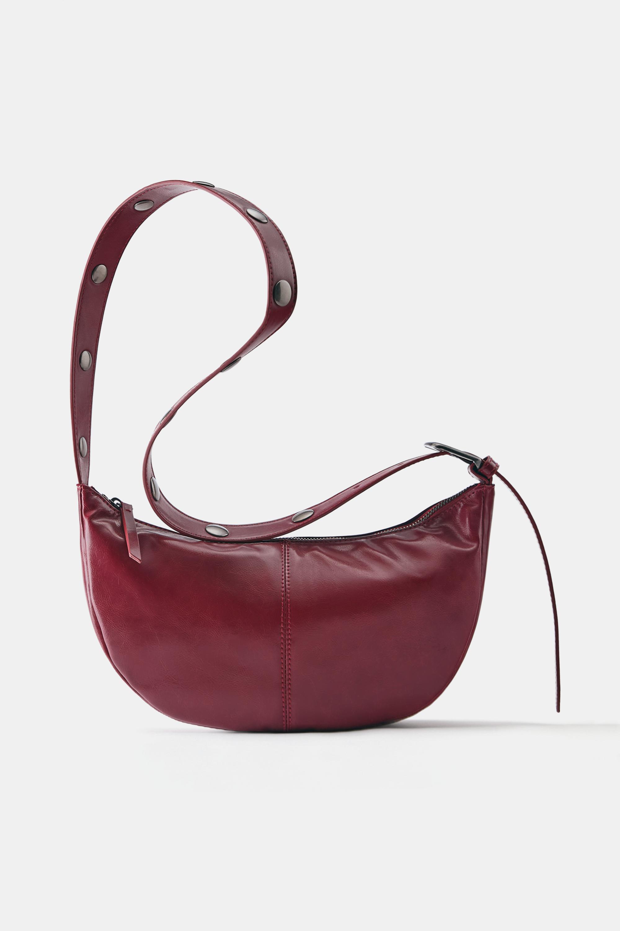 Borsa A Tracolla A Mezzaluna Con Borchie