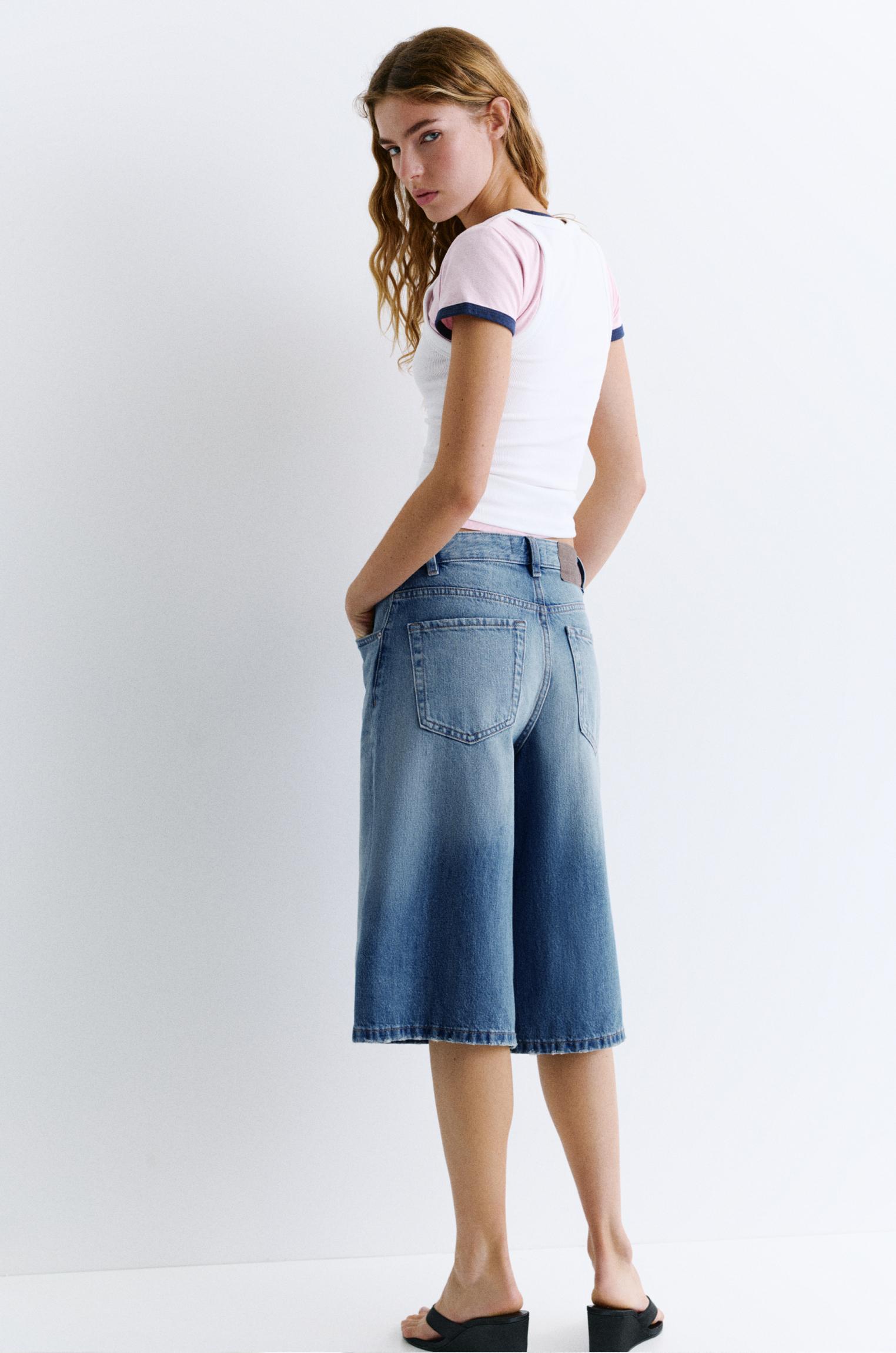 Low-rise denim jorts — Dark blue