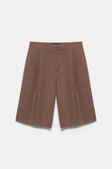 Rustic darted Bermuda shorts — Brown 4