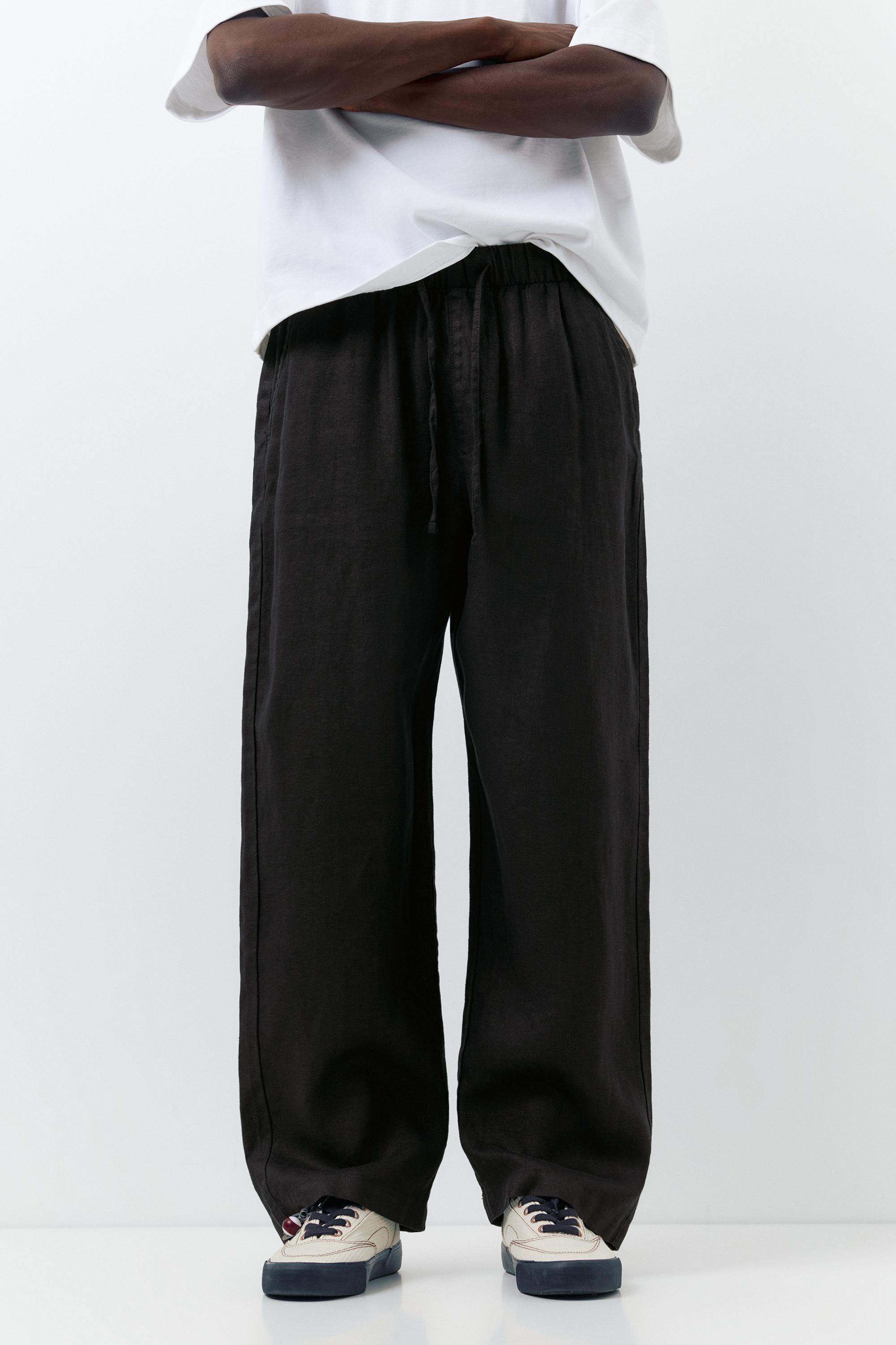 100% linen jogger trousers — Black