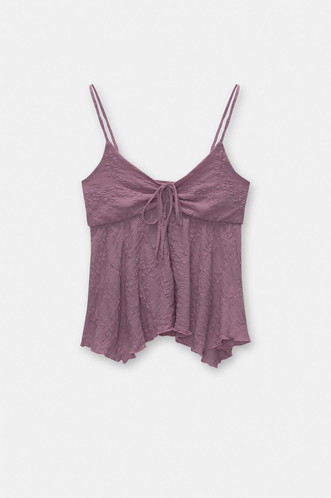 Textured top with bow - PULL&BEAR
