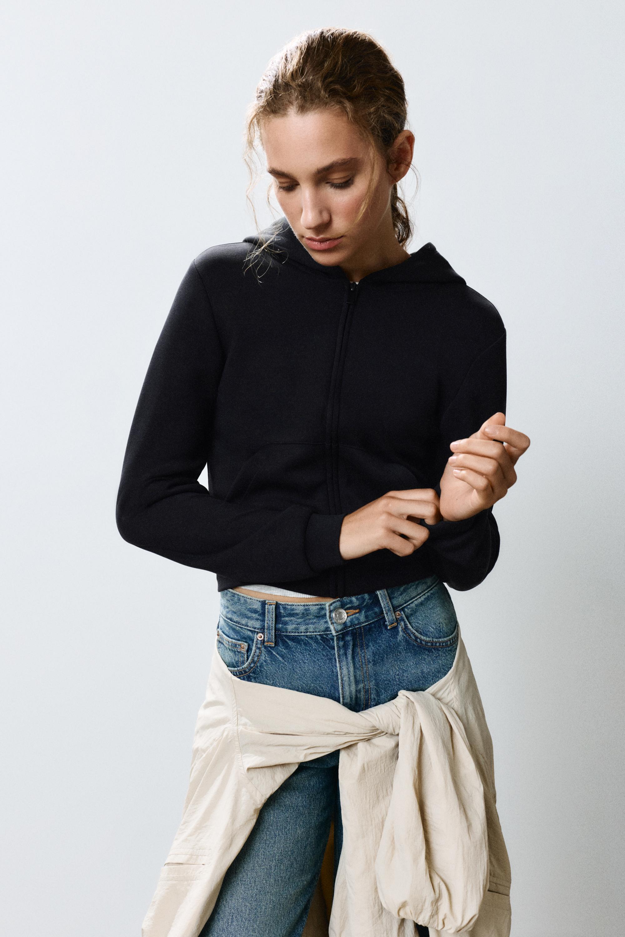 Zip-up hooded sweatshirt — Black