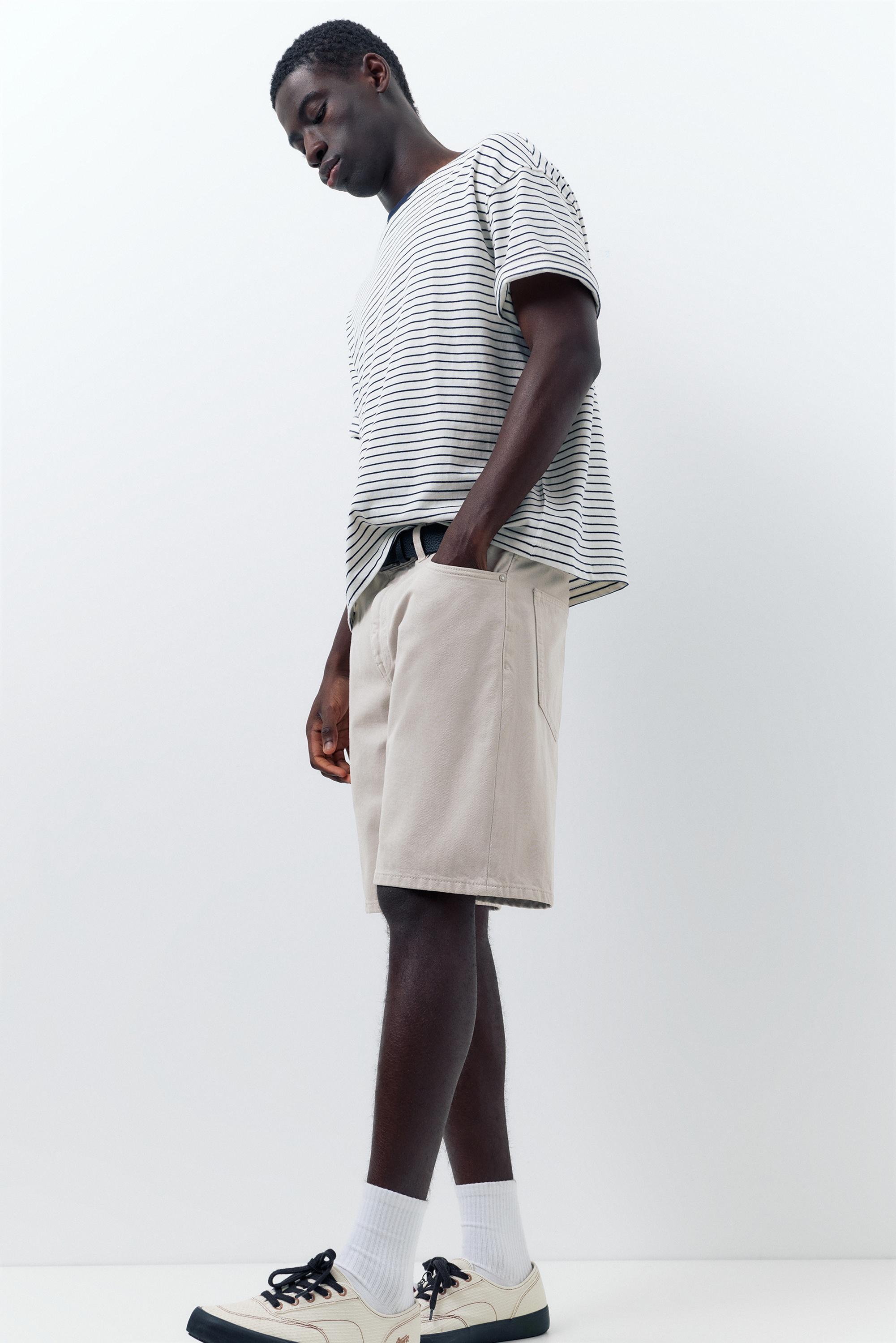 Standard denim Bermuda shorts — Pale grey