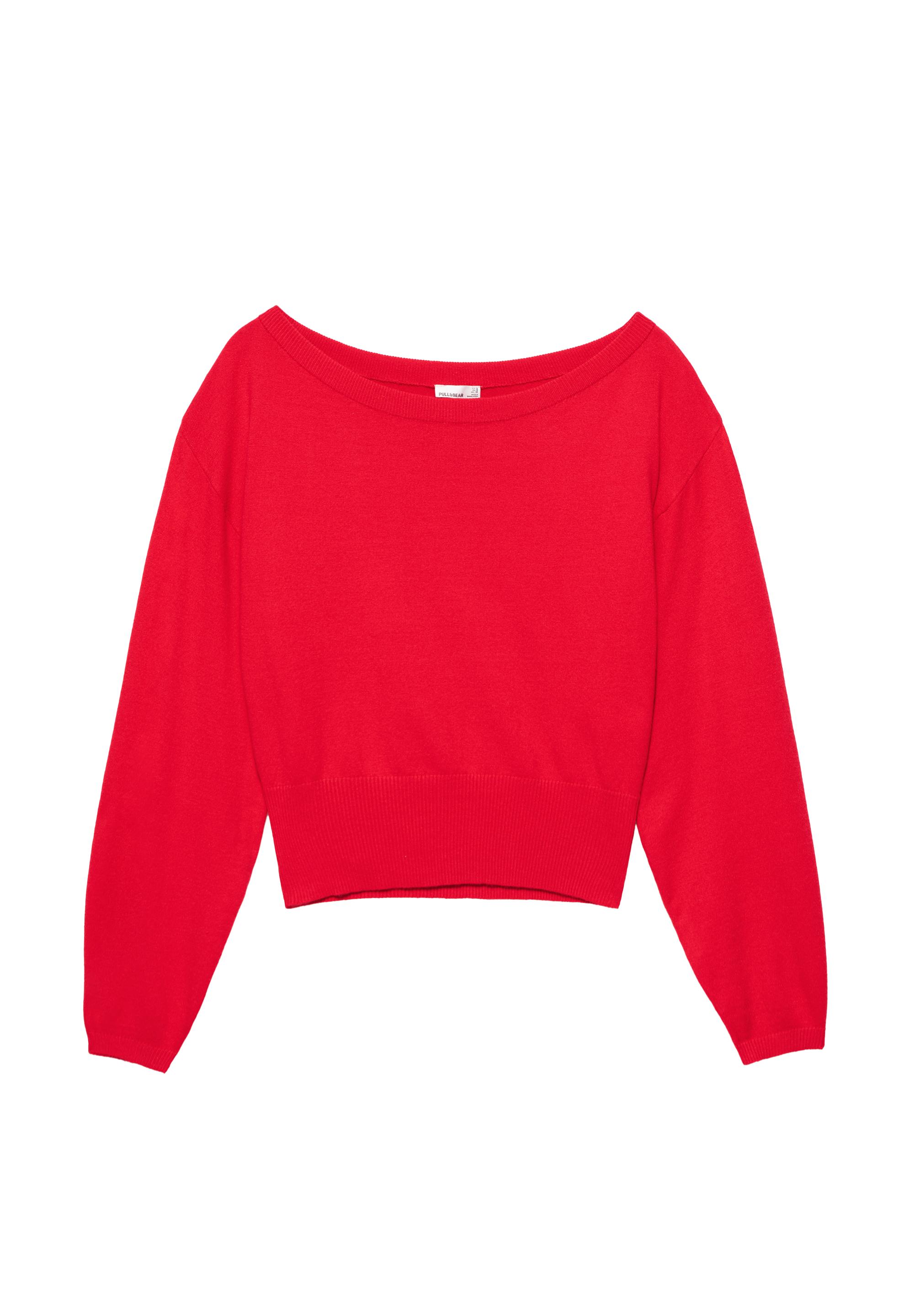 Asymmetric neck jumper — Red