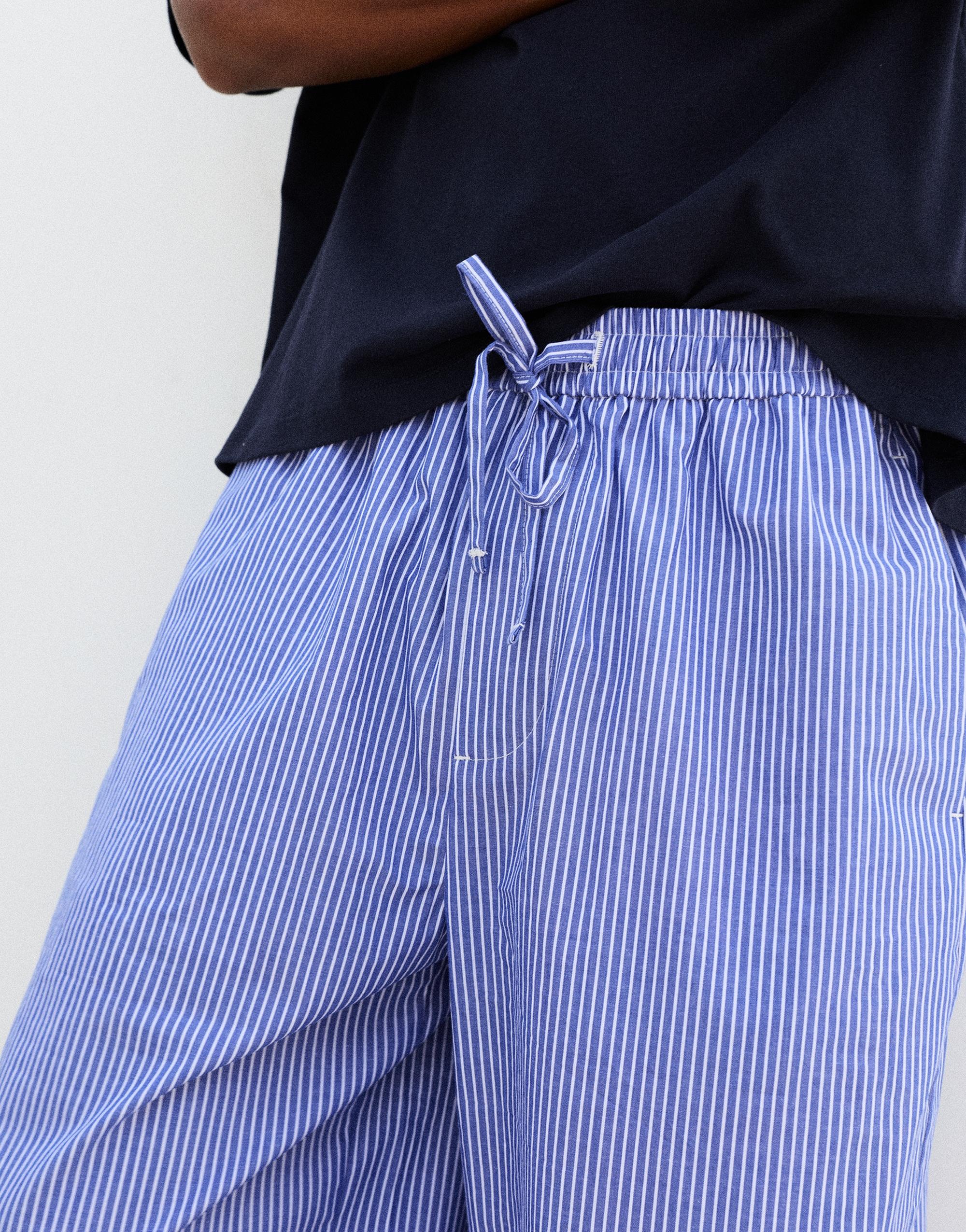 Relaxed fit striped pyjama-style trousers — Blue
