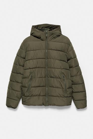 Puffer jacket with hood — Dark khaki 6
